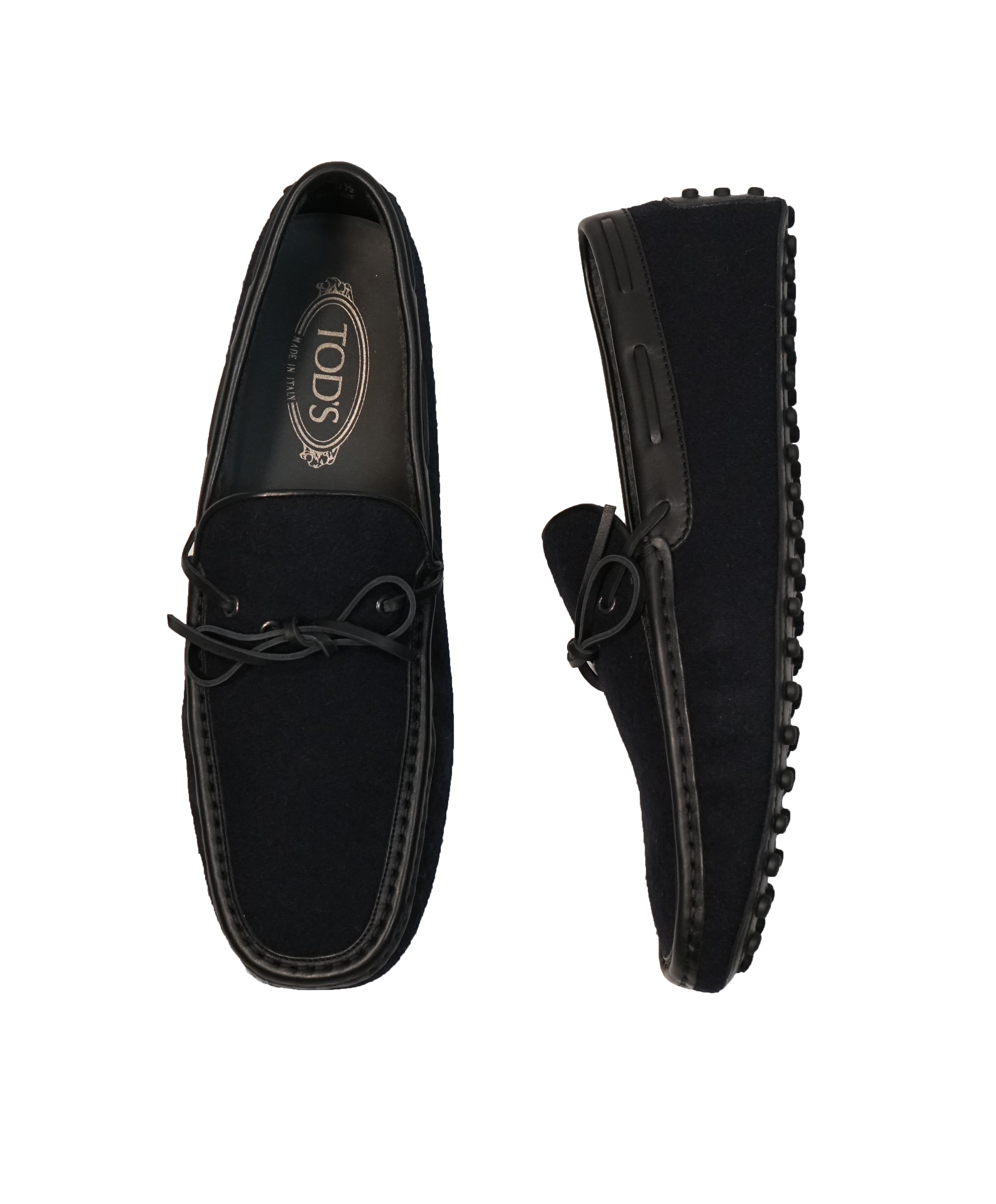 TOD’S - Gommini Laccetto Flannel & Leather Driving Loafer - 9.5