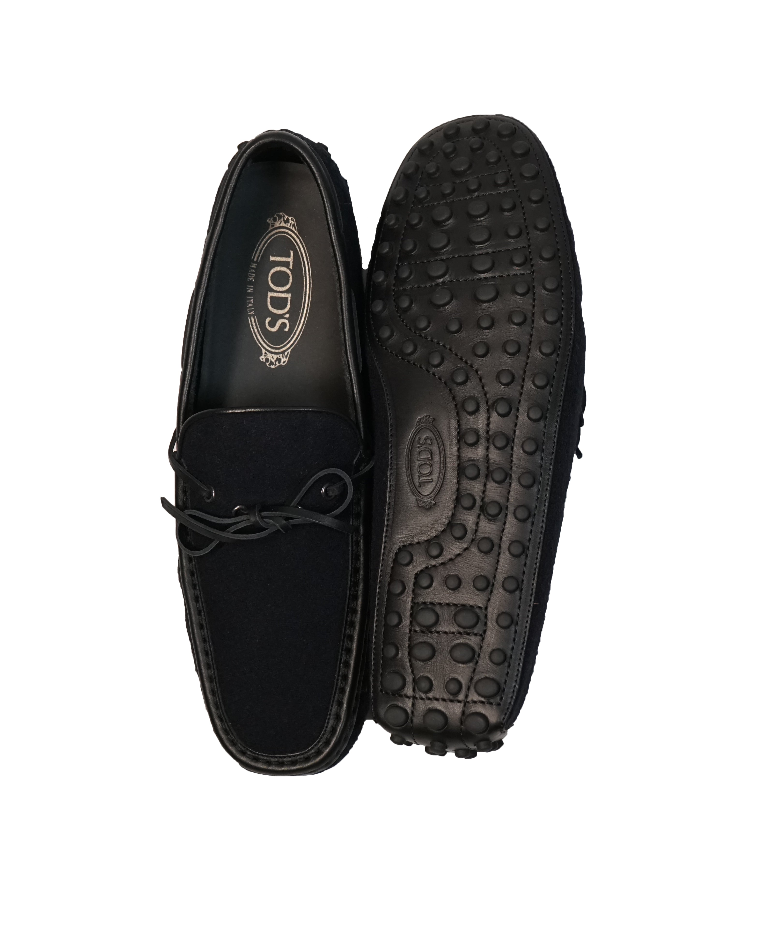 TOD’S - Gommini Laccetto Flannel & Leather Driving Loafer - 9.5