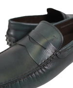 TOD’S - Green Patina Penny bit Logo Leather “Mocassino Gommini” Loafers- 12