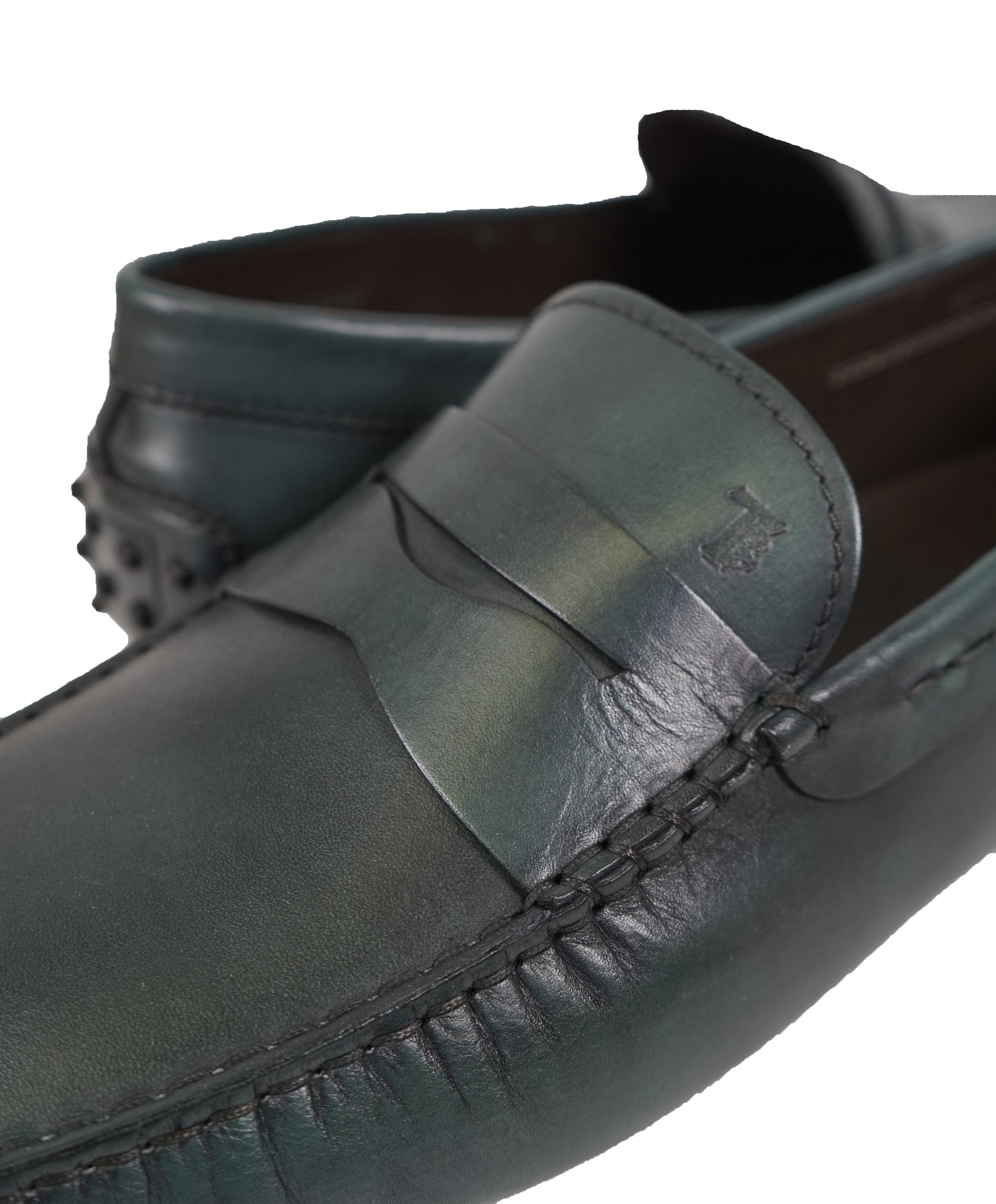 TOD’S - Green Patina Penny bit Logo Leather “Mocassino Gommini” Loafers - 14