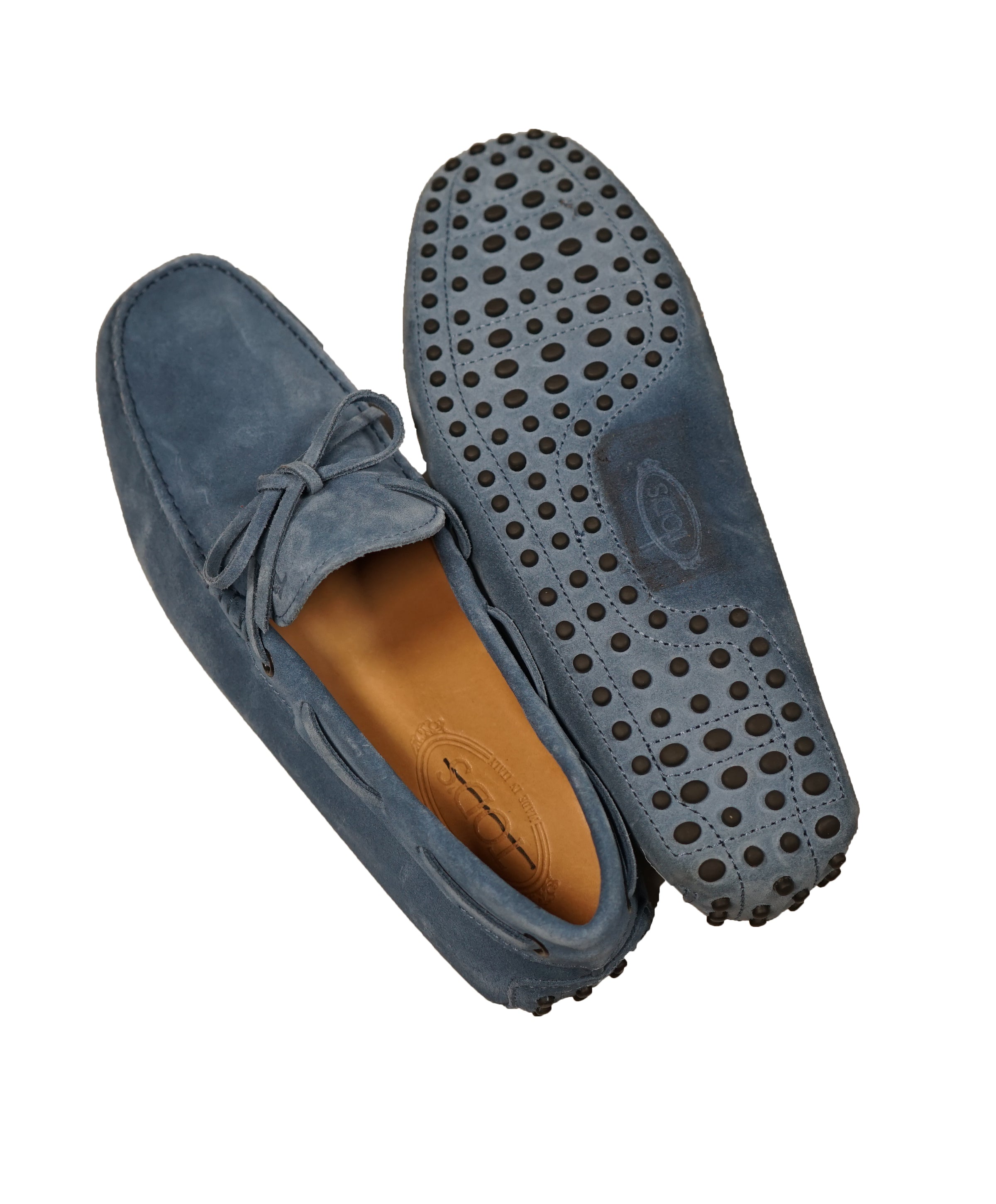 TOD S Powder Blue Laccetto Driving Loafers Knot Front 9.5 Luxe Hanger