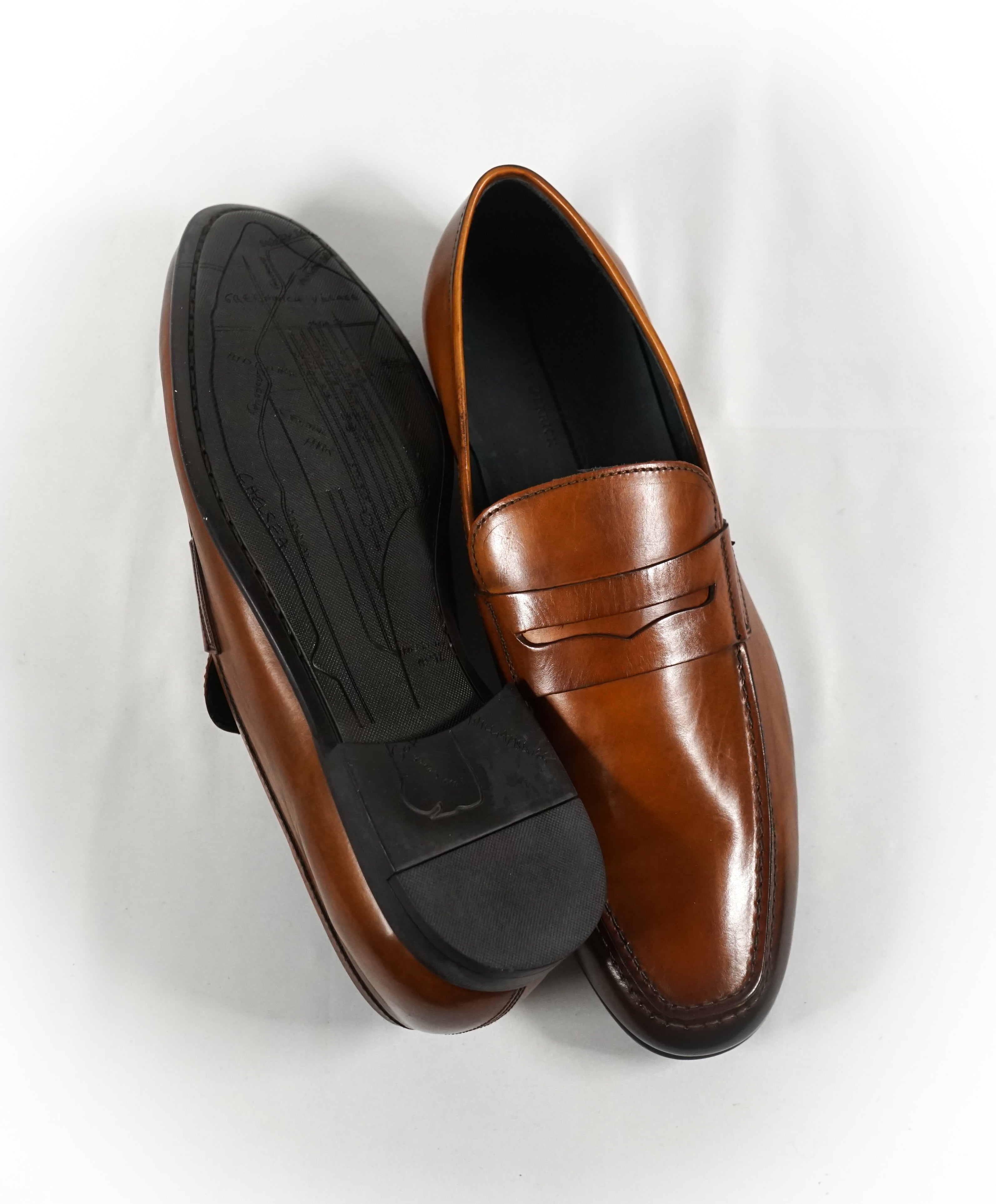 TO BOOT NEW YORK - “Pieter” Burnt Tip Brown Patina Penny Loafers - 9.5