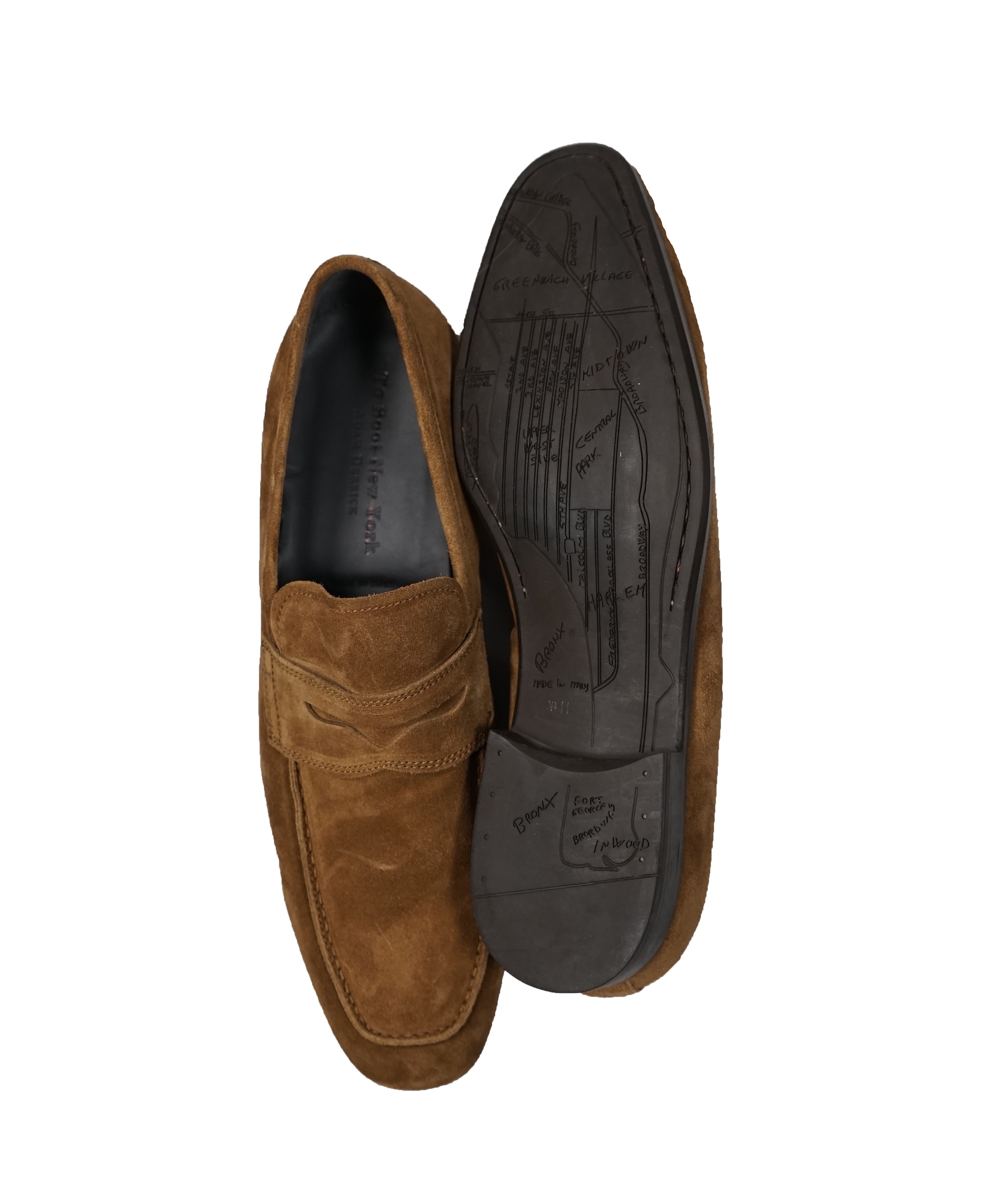 TO BOOT NEW YORK - Tobacco Brown Distressed Penny Loafers - 11