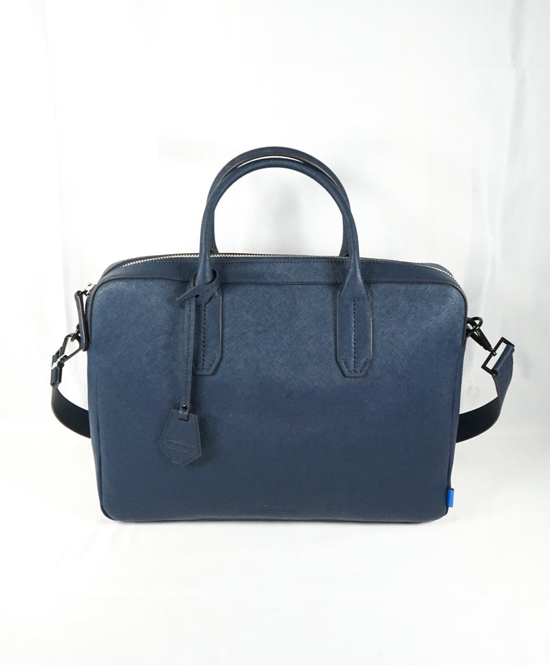 URI MINKOFF - Saffiano Blue Leather "Fulton" Briefcase -