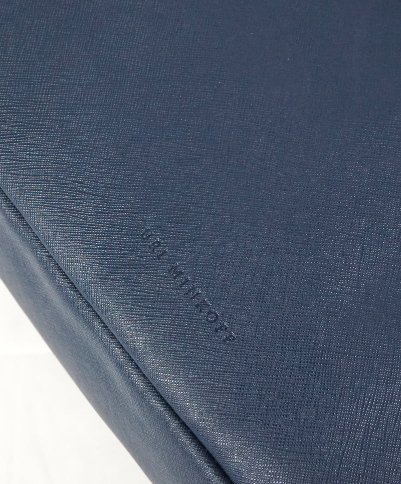 URI MINKOFF Saffiano Blue Leather Fulton Briefcase Luxe Hanger
