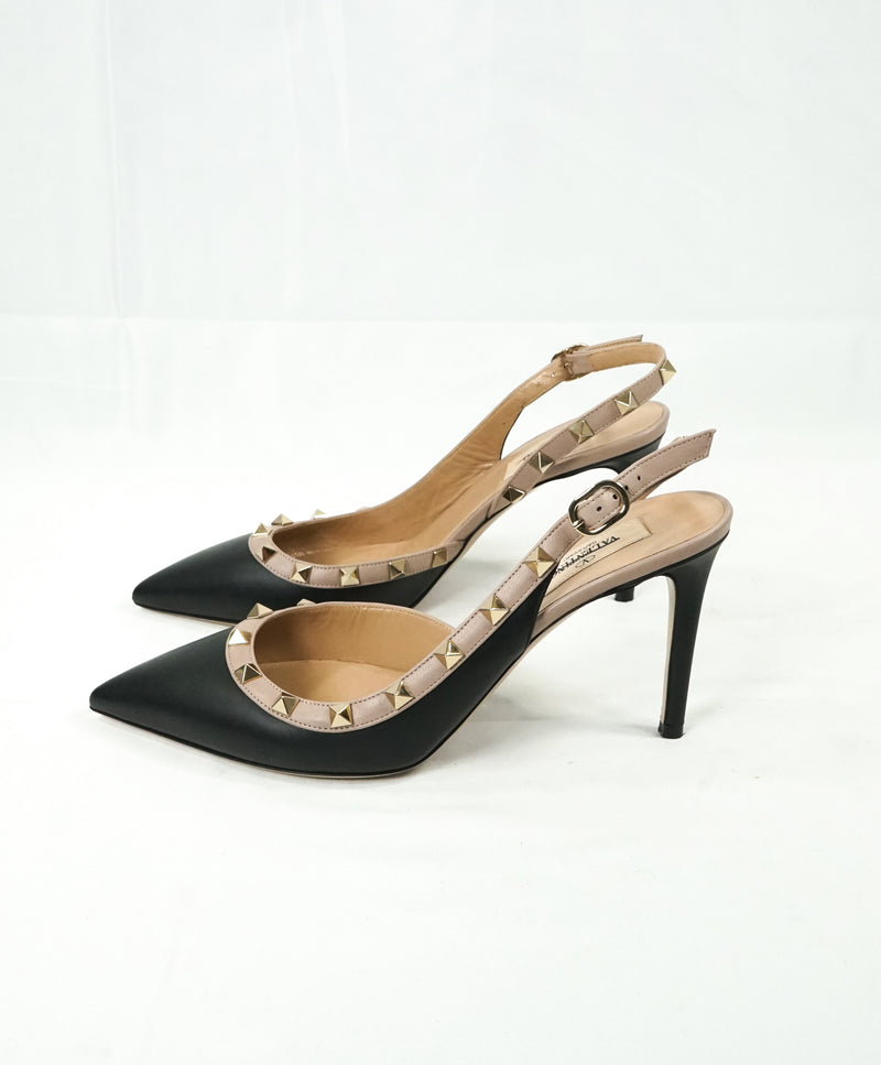 VALENTINO GARAVANI - Slingback Leather Rockstud Two Tone Heels - 8.5
