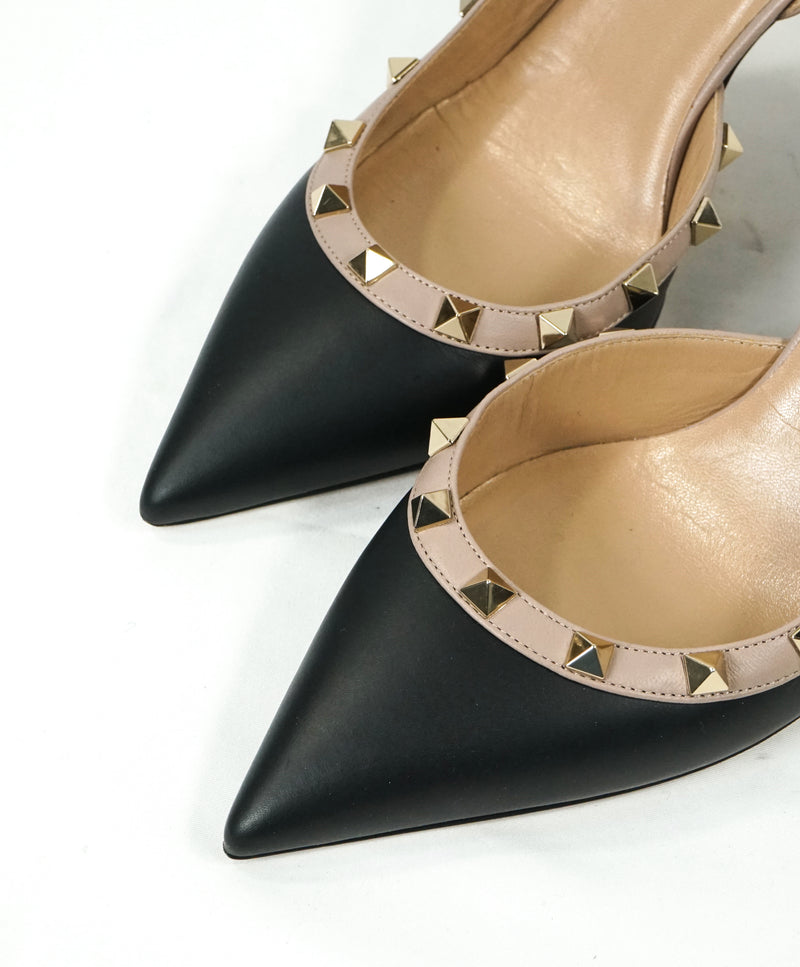 VALENTINO GARAVANI - Slingback Leather Rockstud Two Tone Heels - 8.5