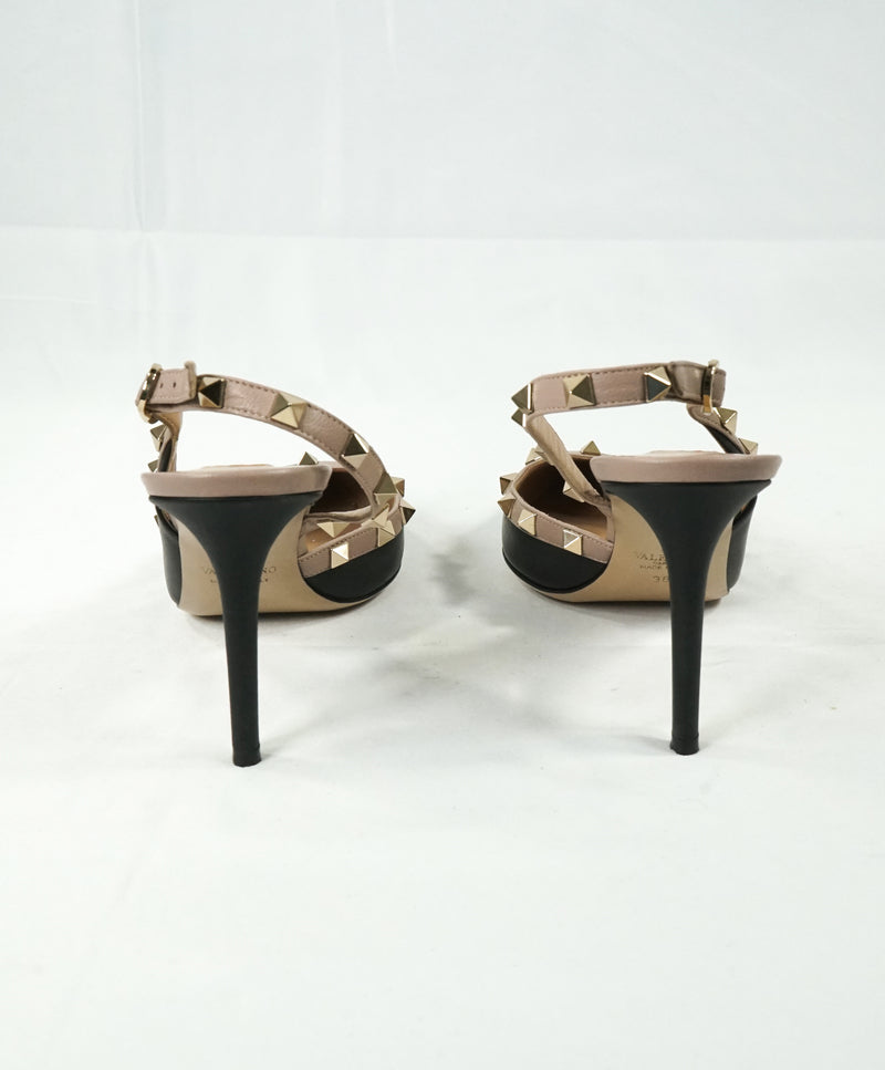 VALENTINO GARAVANI - Slingback Leather Rockstud Two Tone Heels - 8.5