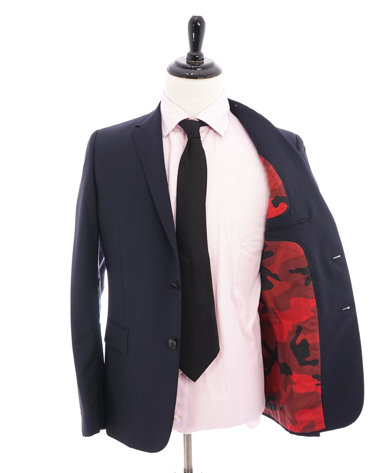 VALENTINO - Red Camouflage Lining Classic Navy Wool/Mohair Blazer - 38R