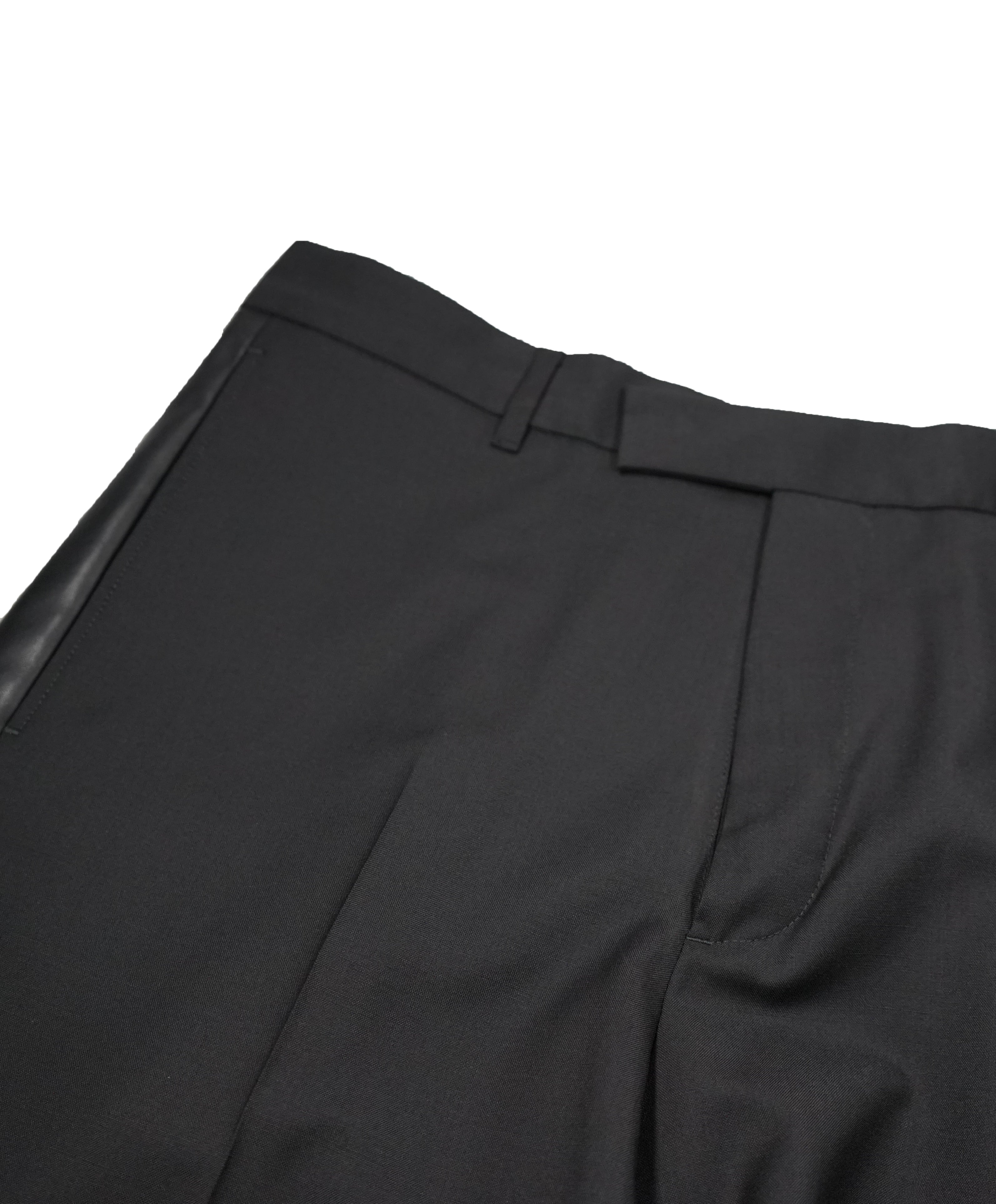 VALENTINO - Leather Side Stripe Wool Dress Pants - 33W