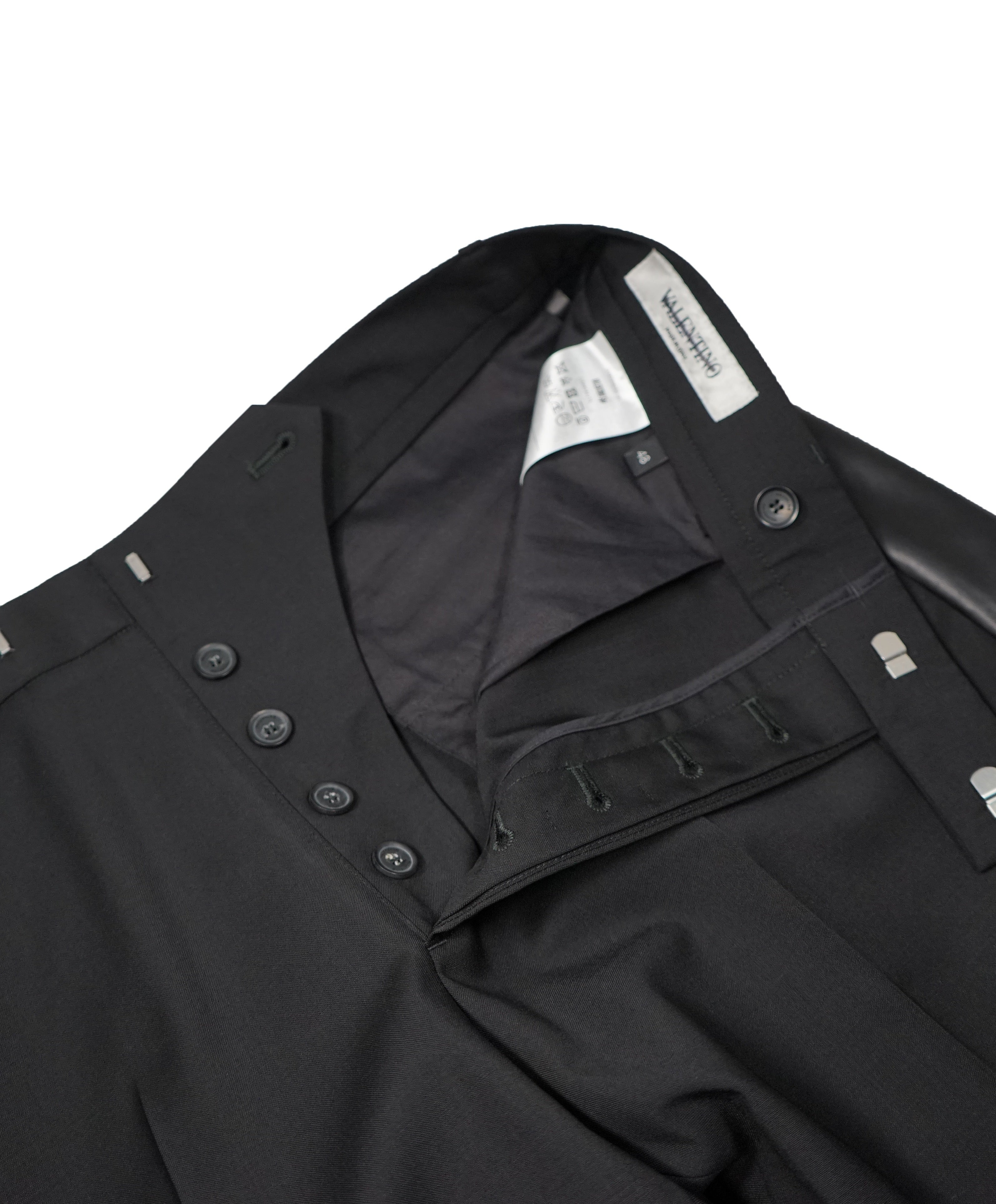 VALENTINO - Leather Side Stripe Wool Dress Pants - 33W