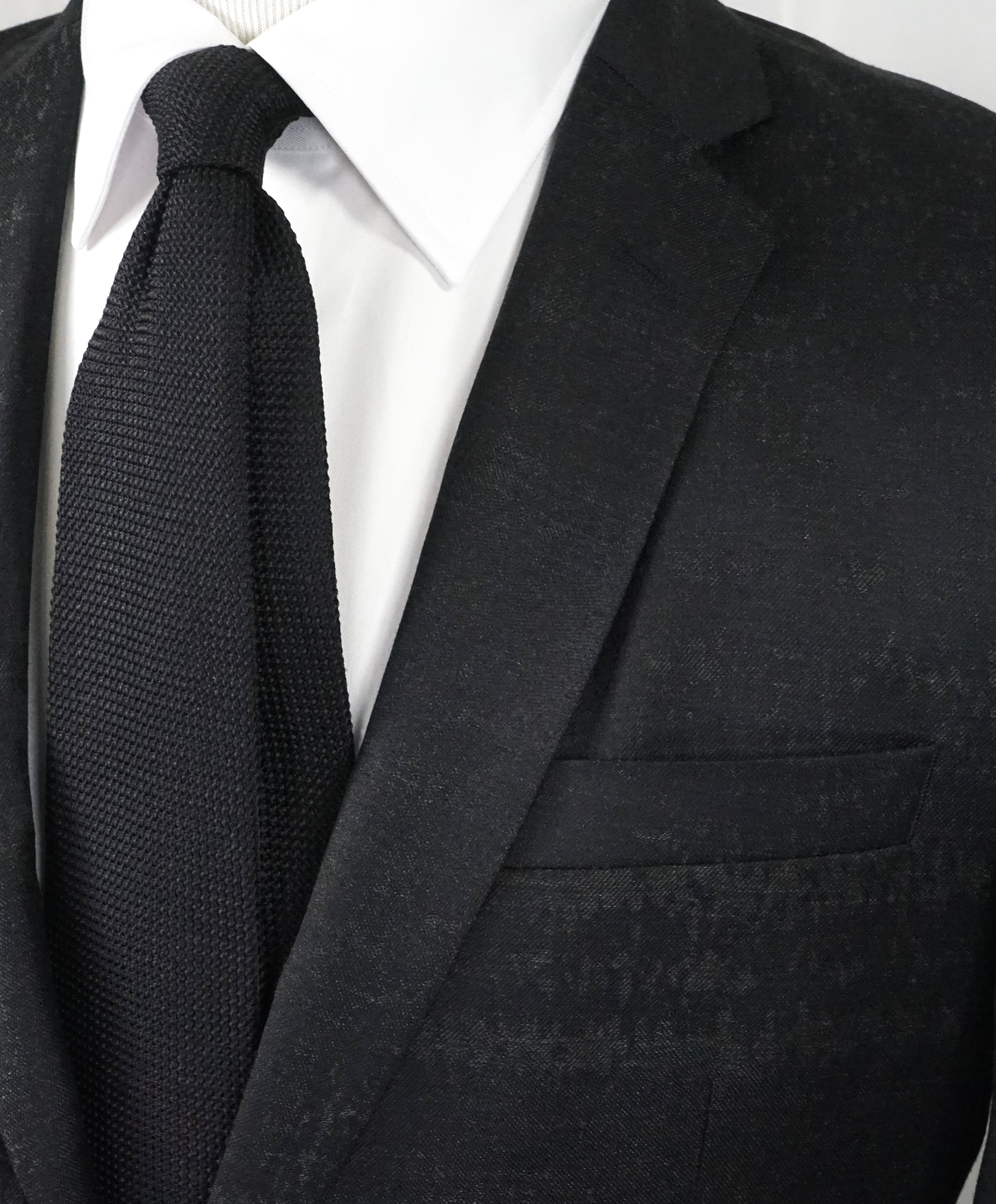VERSACE COLLECTION - Abstract Textured Black & Gray Runway Melange Slim Suit- 40R