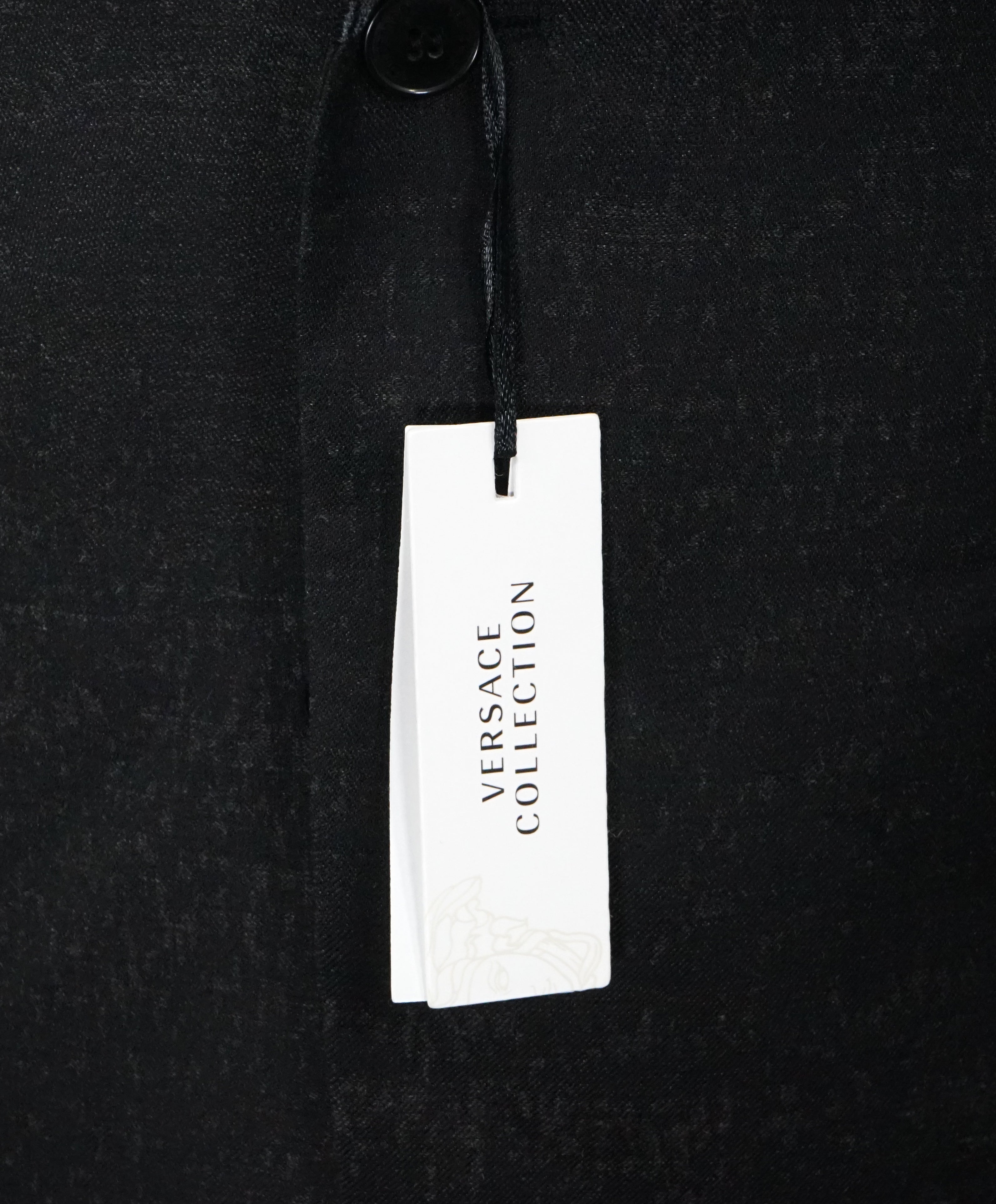 VERSACE COLLECTION - Abstract Textured Black & Gray Runway Melange Slim Suit- 40R