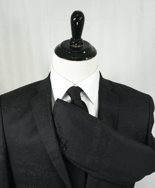 VERSACE COLLECTION - Abstract Textured Black & Gray Runway Melange Slim Suit  - 36R