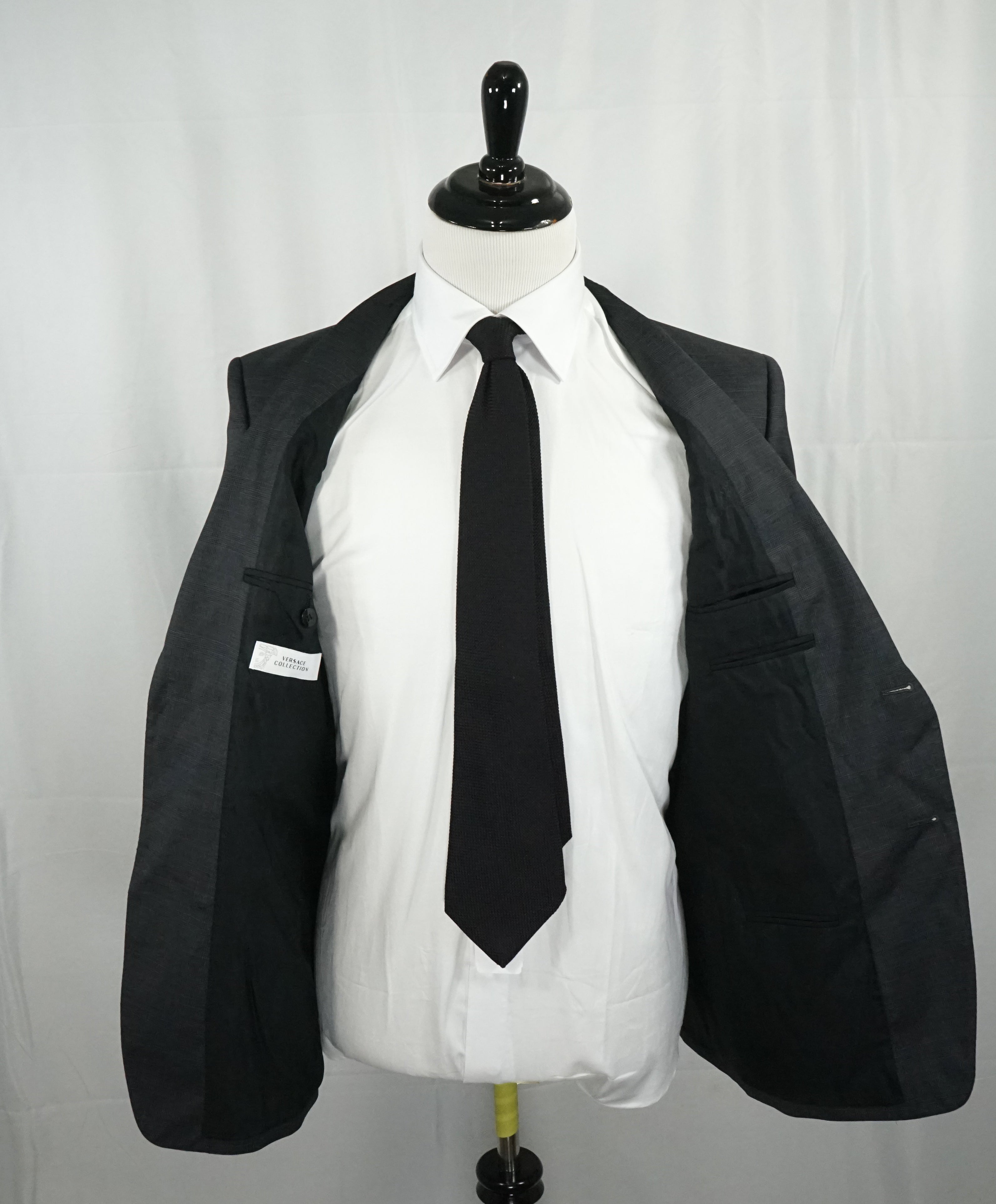 VERSACE COLLECTION - Gray Prince of Wales Check Plaid Suit - 38L