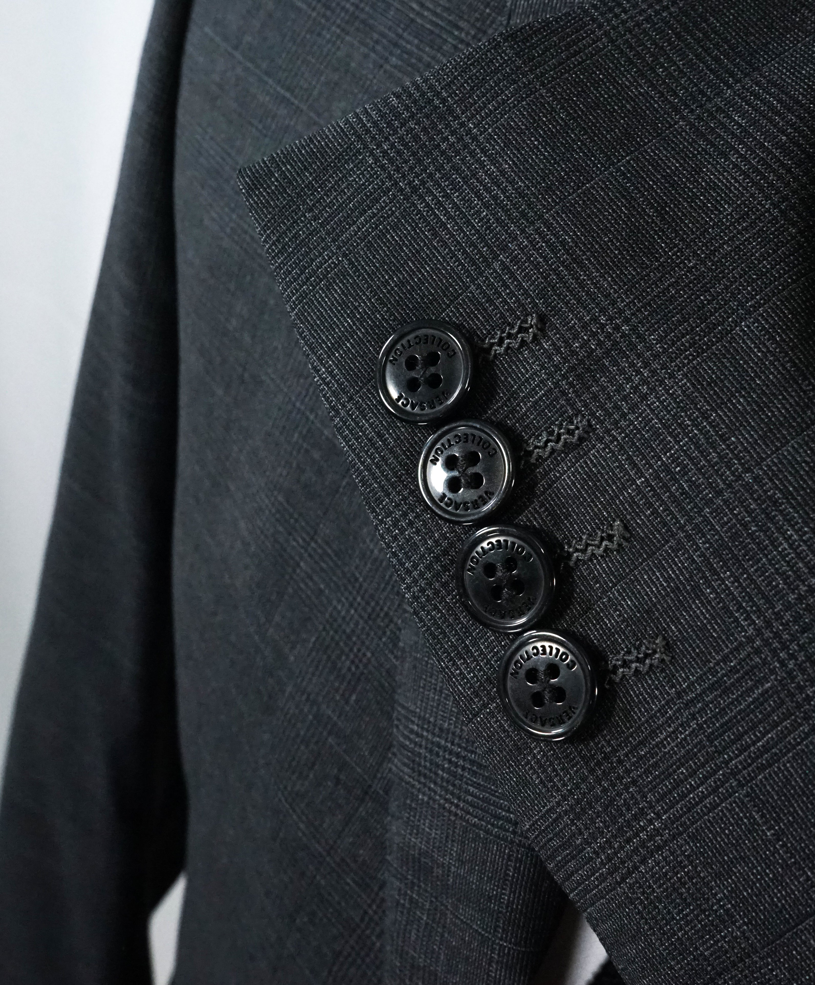 VERSACE COLLECTION - Gray Prince of Wales Check Plaid Suit - 38L
