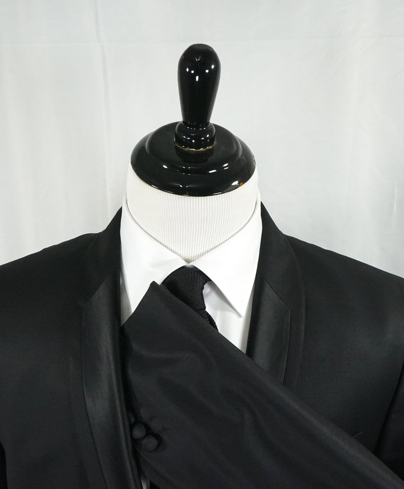 VERSACE COLLECTION - RARE Shawl Collar Tuxedo Suit Black Wool / Satin - 42R