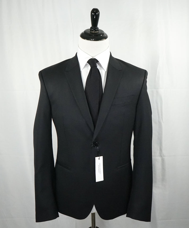 VERSACE COLLECTION - Peak Lapel Black Suit W Baroque Lining - 40R