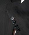 VERSACE COLLECTION - Black Tonal Herringbone Suit With Logo Buttons  - 46R