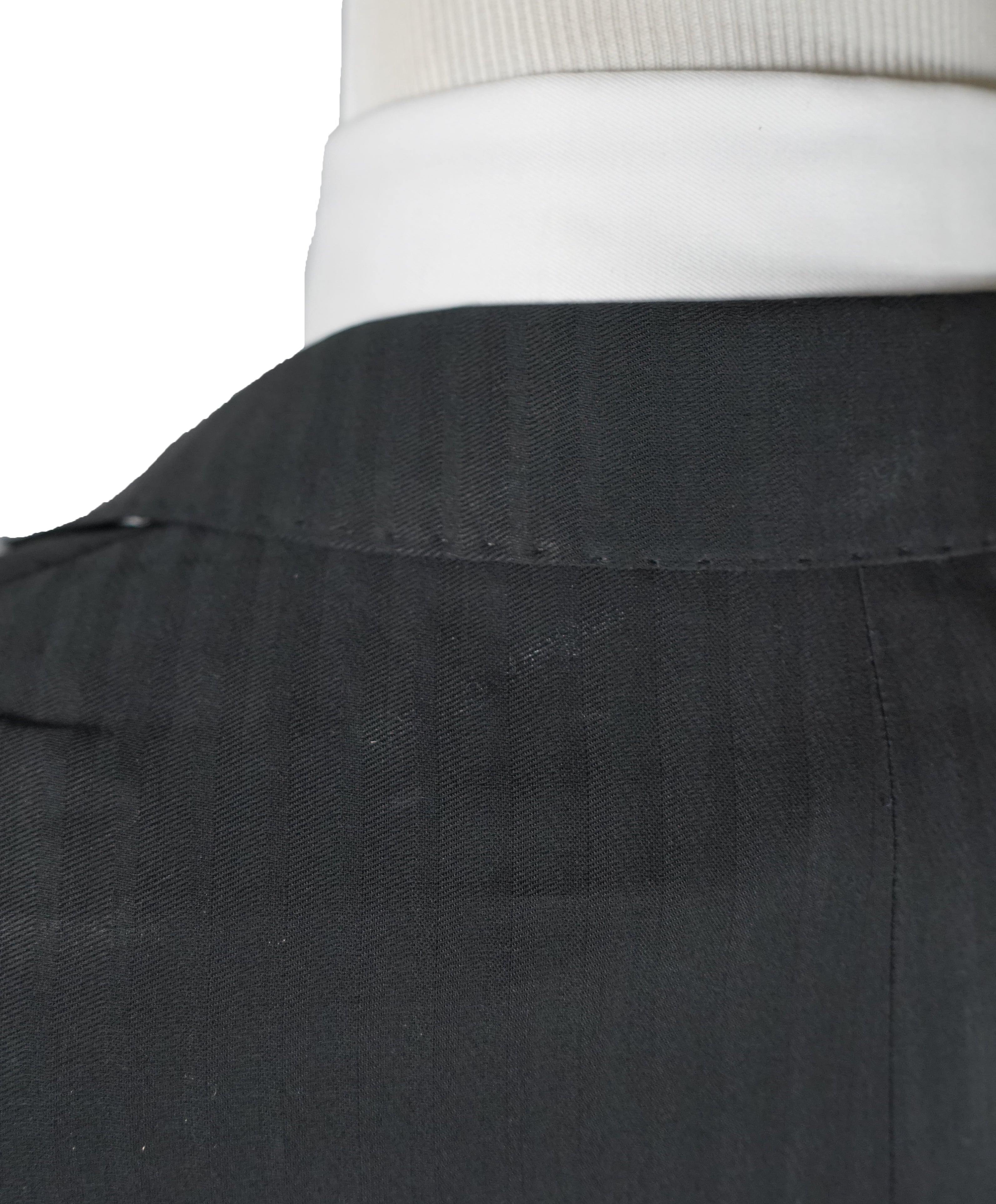 VERSACE COLLECTION - Black Tonal Herringbone Suit With Logo Buttons  - 46R