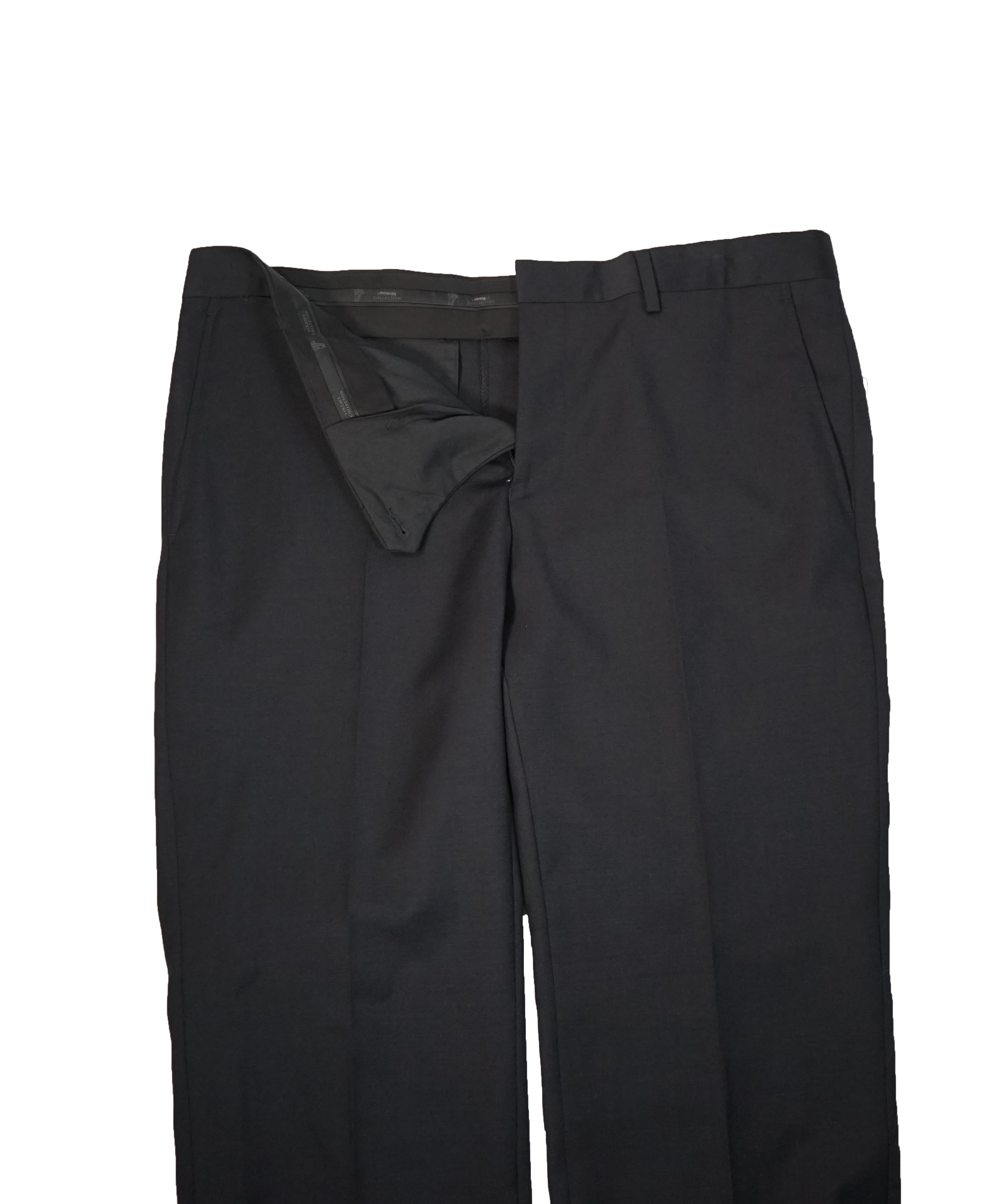 VERSACE COLLECTION - Flat Front Solid Black Dress Pants - 35W