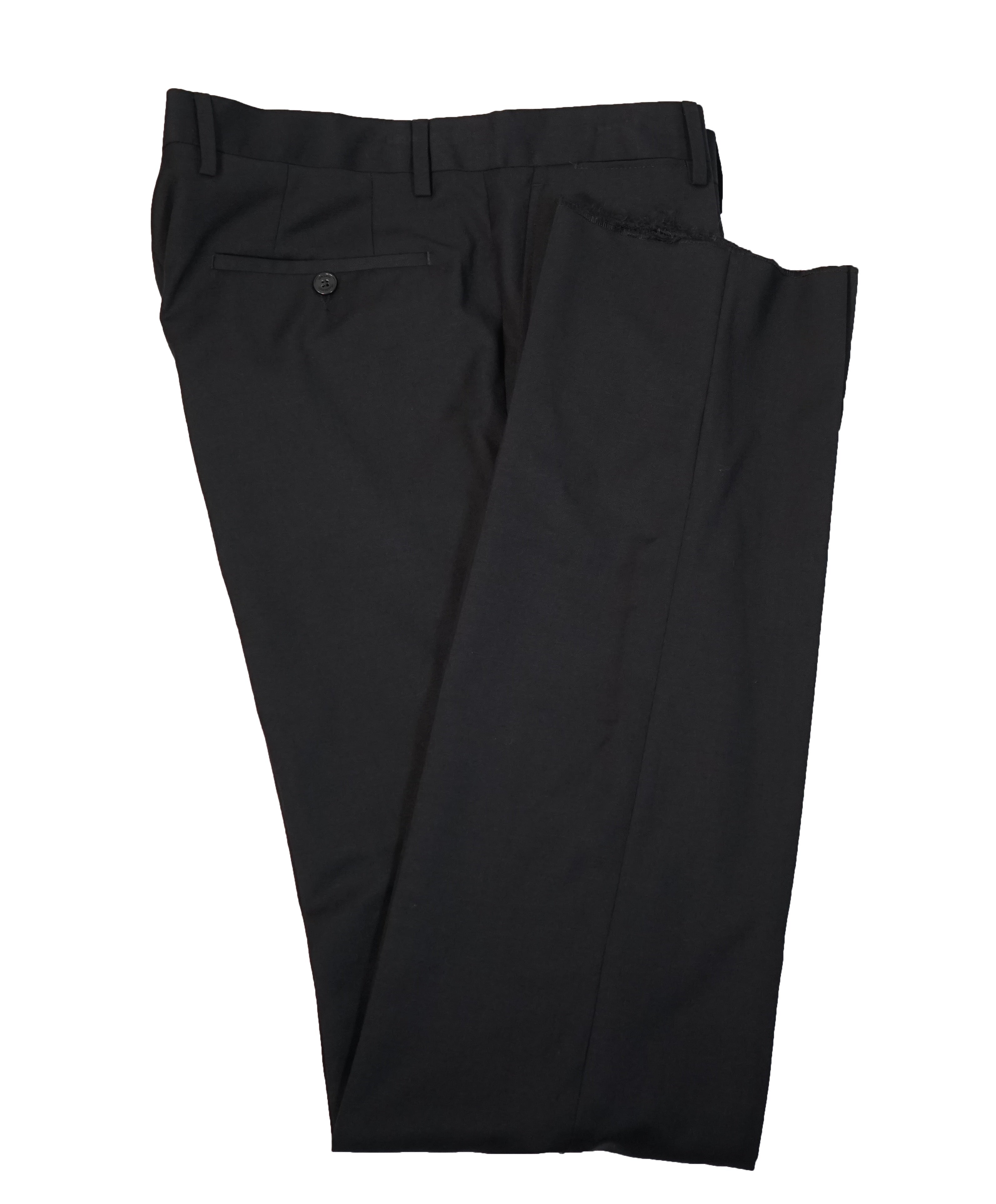 VERSACE COLLECTION - Flat Front Solid Black Dress Pants - 35W