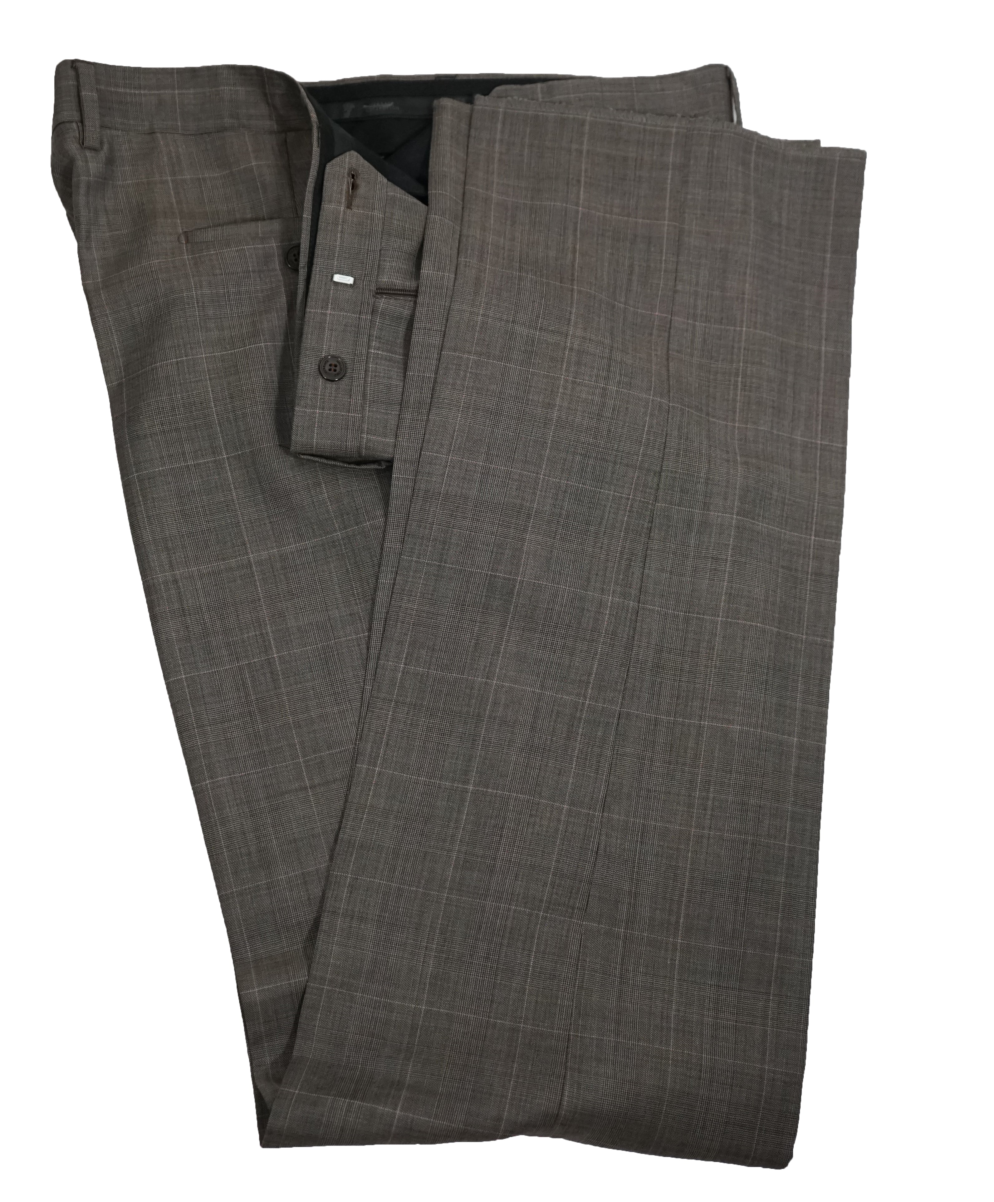 VERSACE COLLECTION - Gray Brown Prince of Wales Check with Pink Detail - 48R