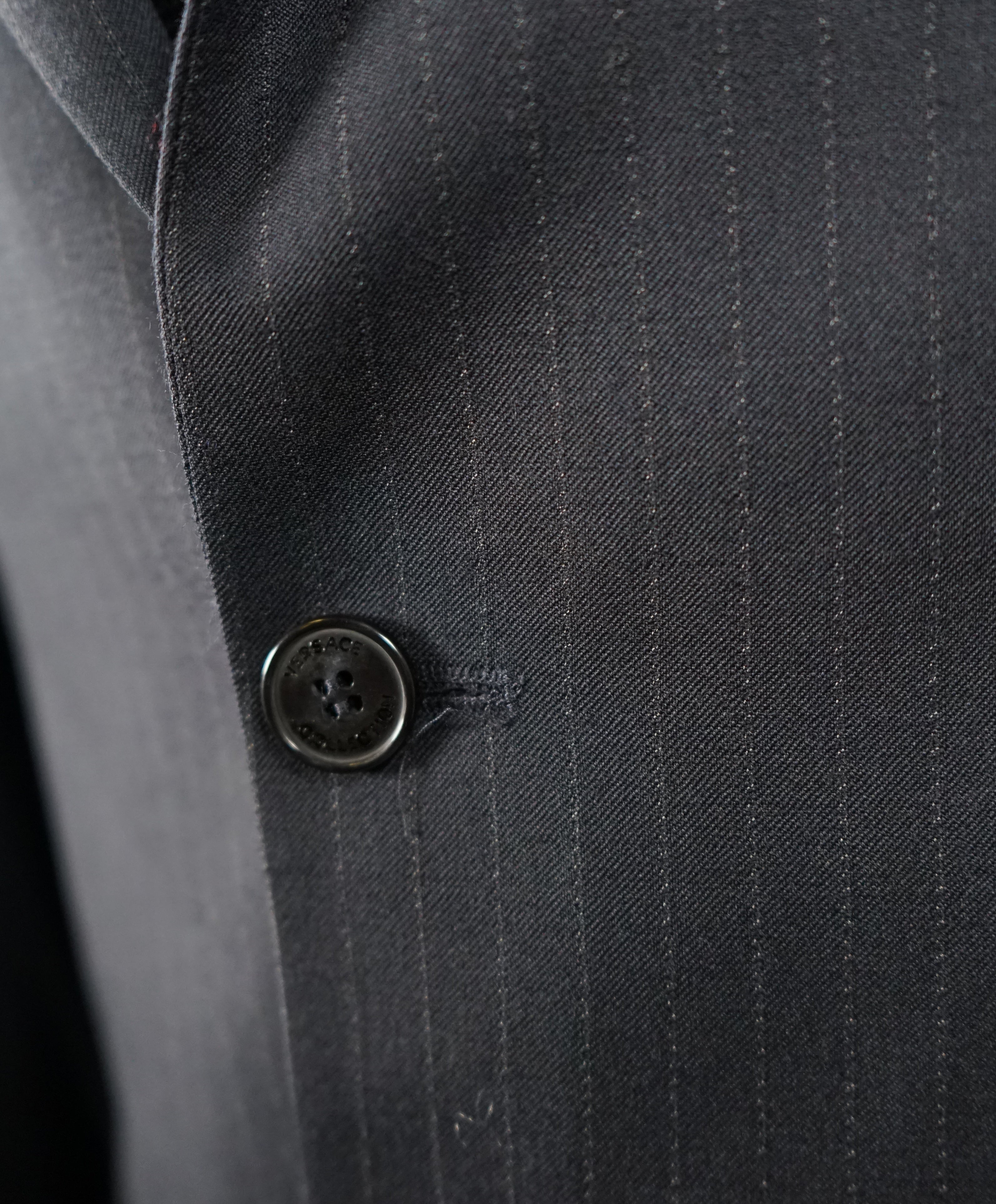 VERSACE COLLECTION - Navy Pinstripe 2-Button Slim Suit - 38R