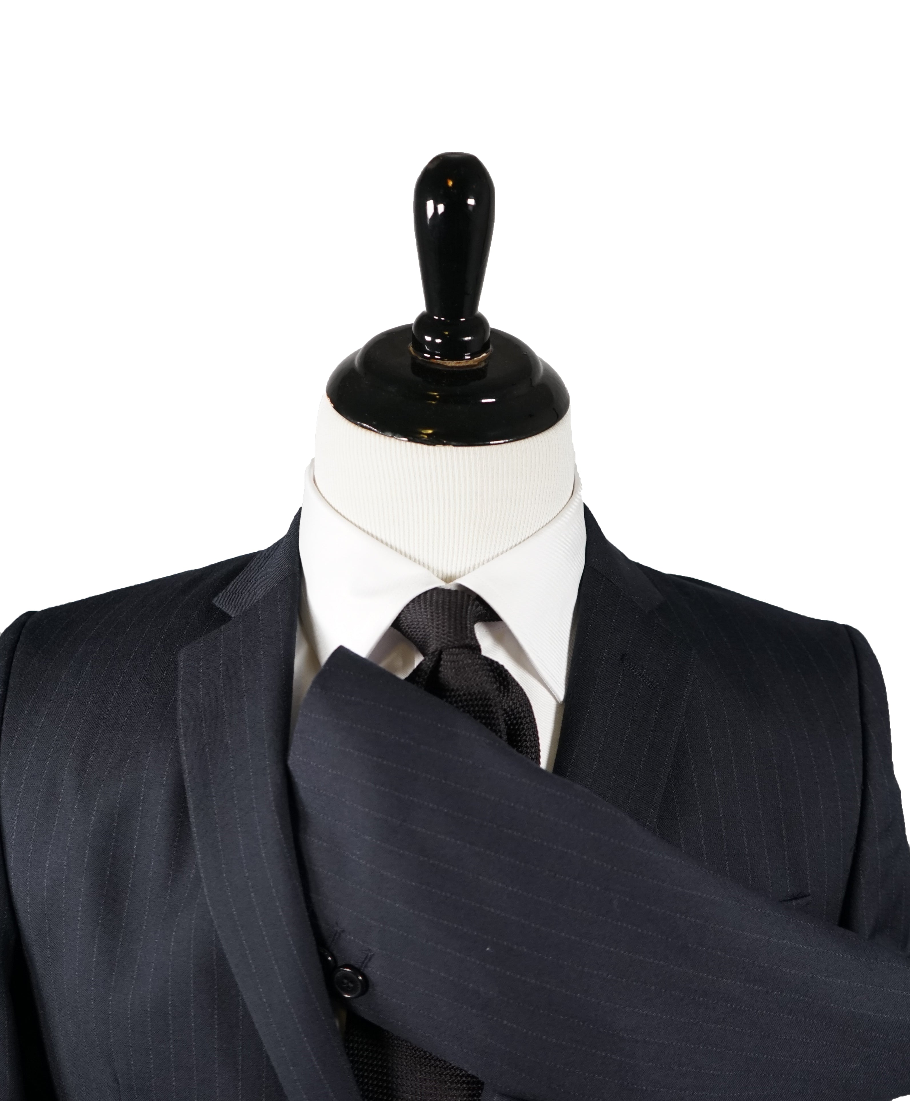 VERSACE COLLECTION - Navy Pinstripe 2-Button Slim Suit - 38R