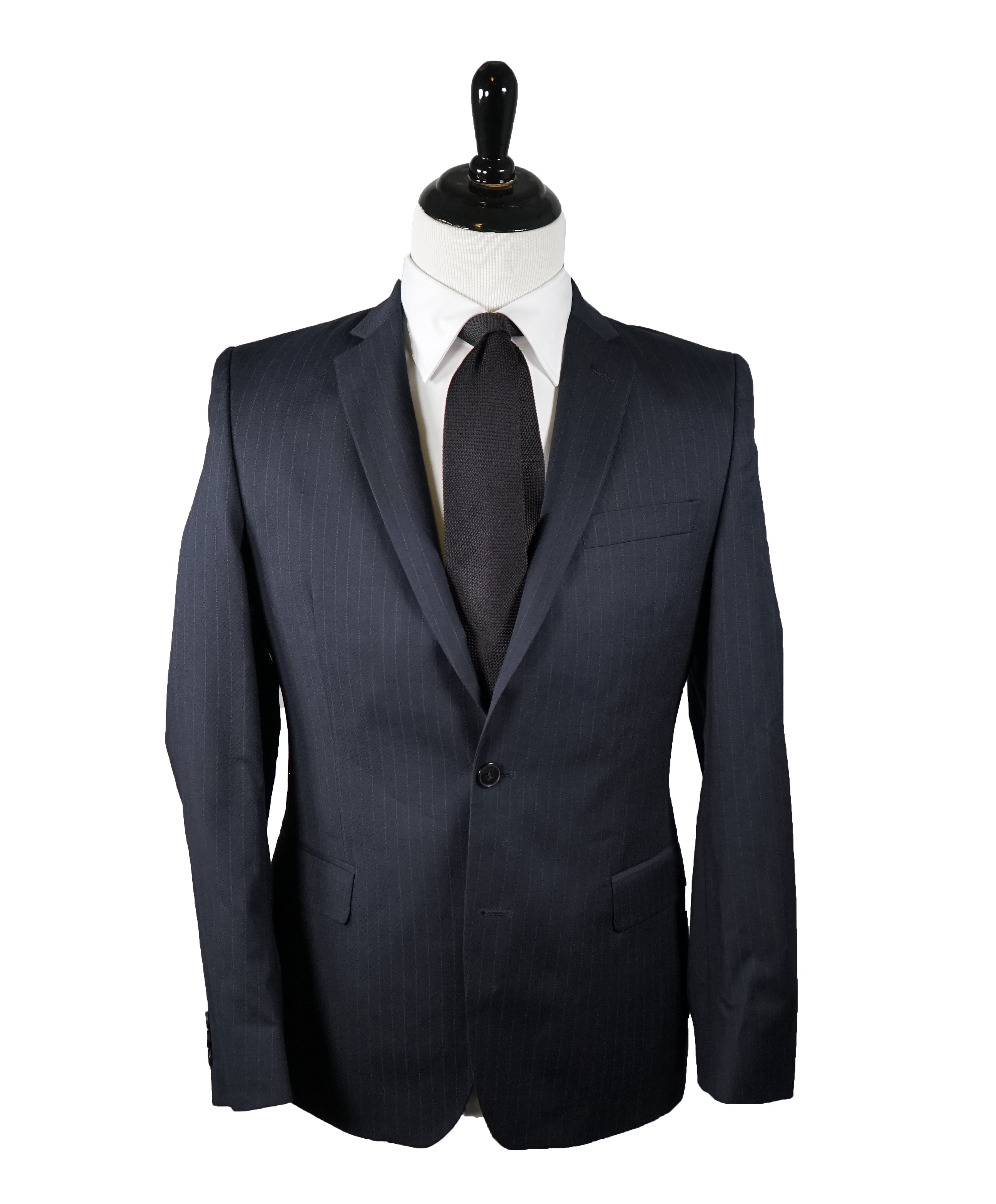 VERSACE COLLECTION - Navy Pinstripe 2-Button Slim Suit - 38R