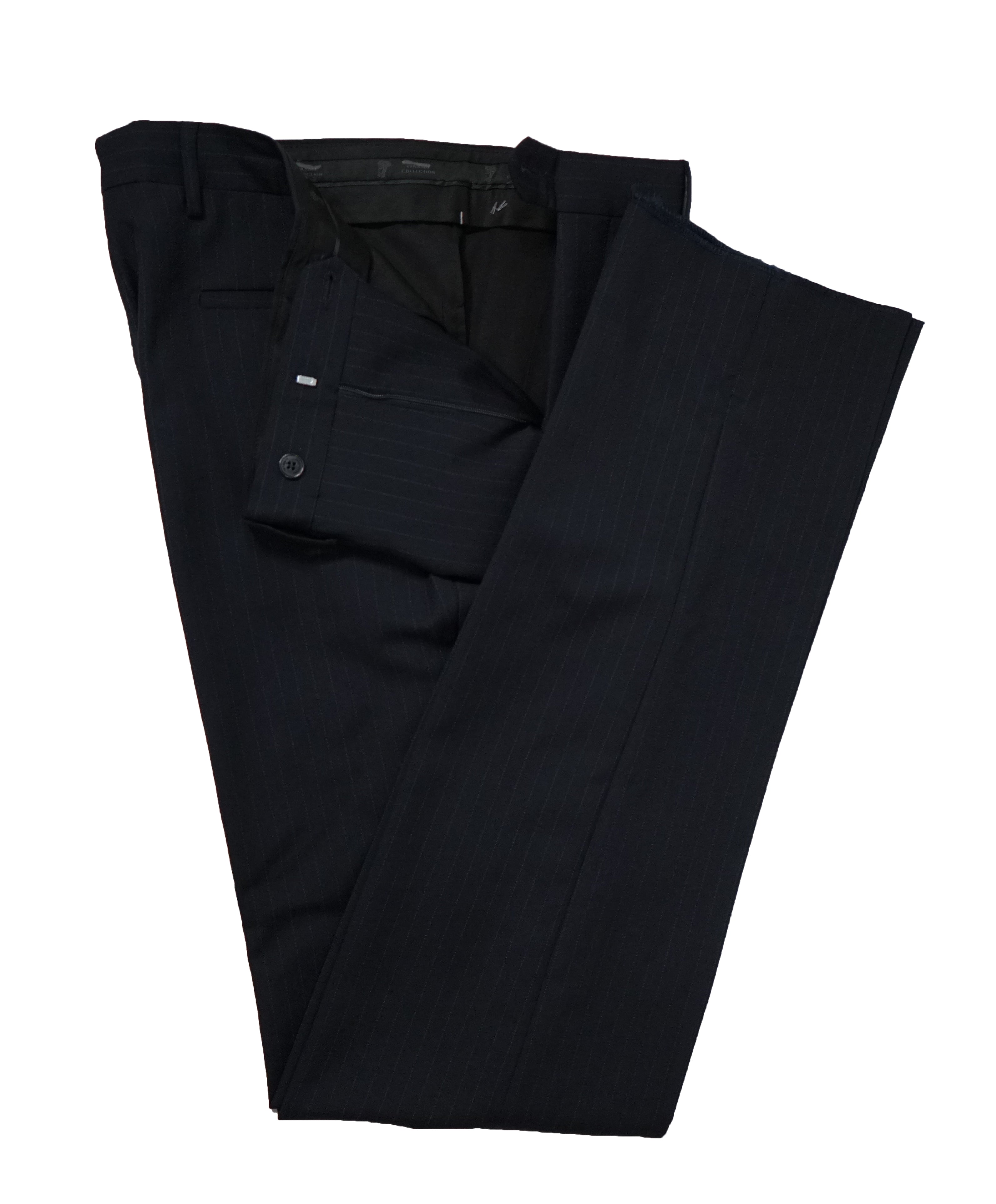 VERSACE COLLECTION - Navy Pinstripe 2-Button Slim Suit - 38R