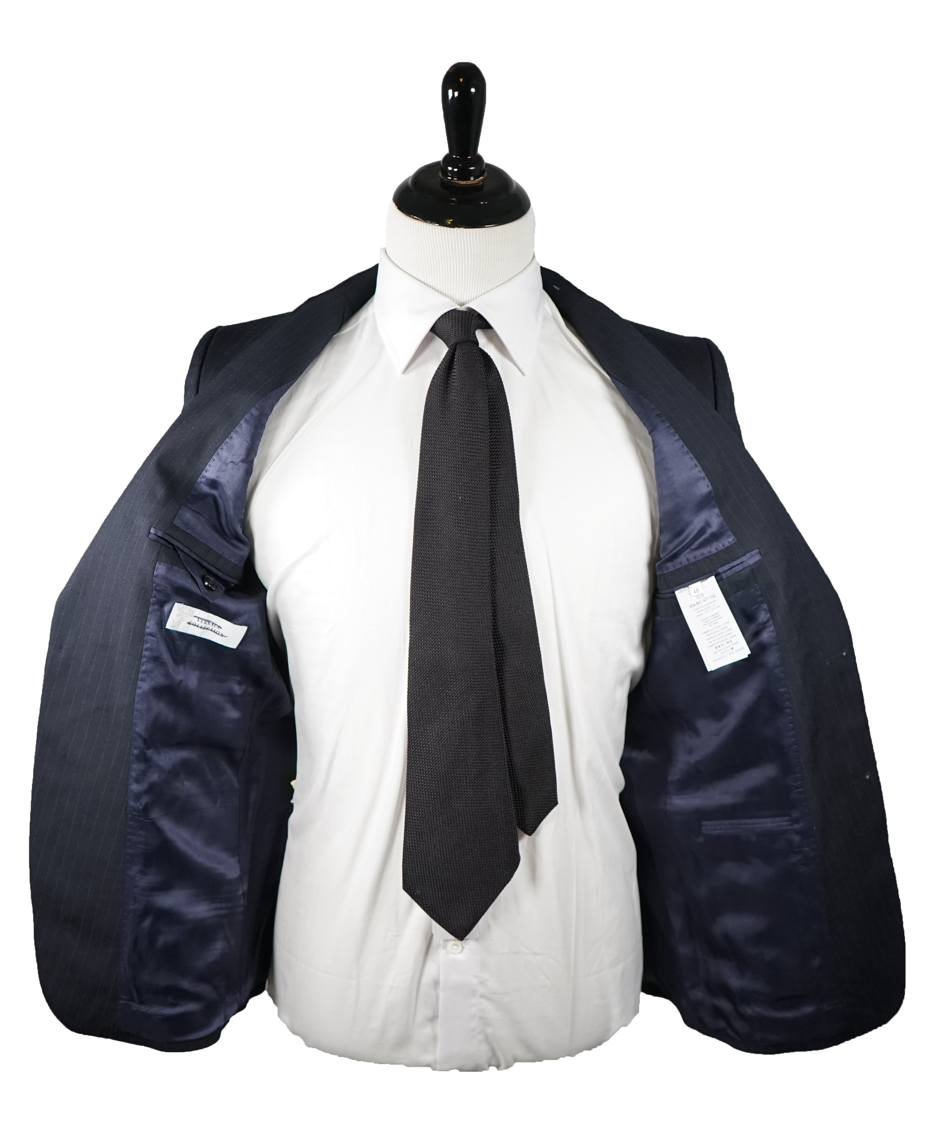 VERSACE COLLECTION - Navy Pinstripe 2-Button Slim Suit - 38R