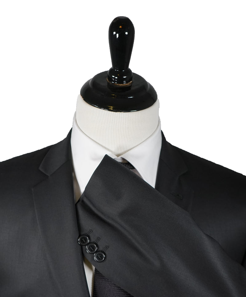 VERSACE COLLECTION - Notch Lapel  Black Suit With Muted Sheen - 44R