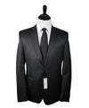 VERSACE COLLECTION - Notch Lapel Black Suit With Muted Sheen - 44R
