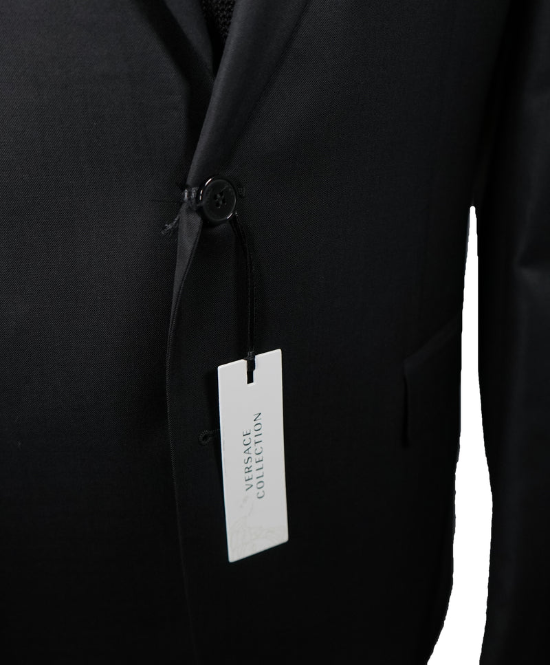 VERSACE COLLECTION - Notch Lapel Black Suit With Muted Sheen - 44R