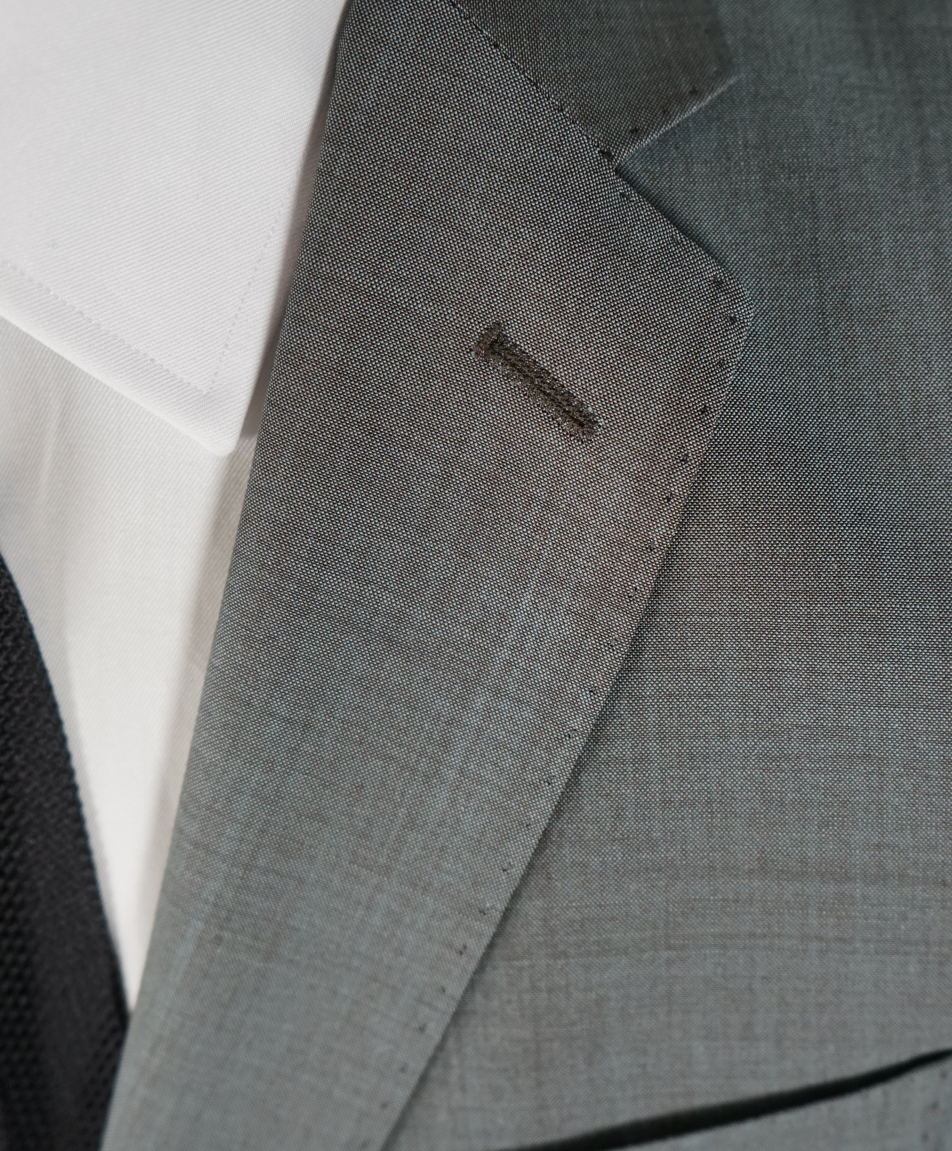 VERSACE COLLECTION - Mohair Blend Silver/Mint Sharkskin Suit Logo Buttons  - 38R