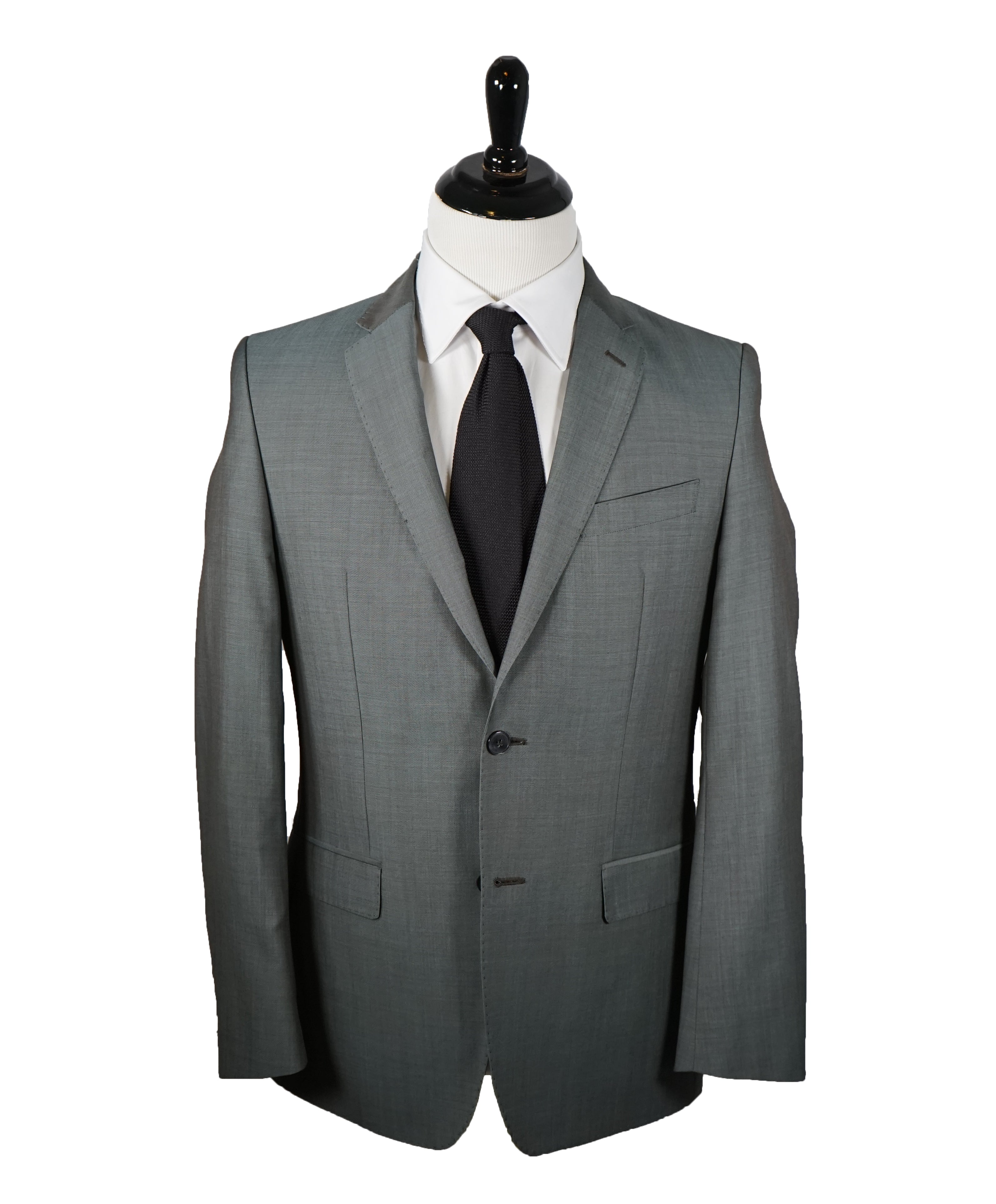 VERSACE COLLECTION - Mohair Blend Silver/Mint Sharkskin Suit Logo Buttons  - 38R