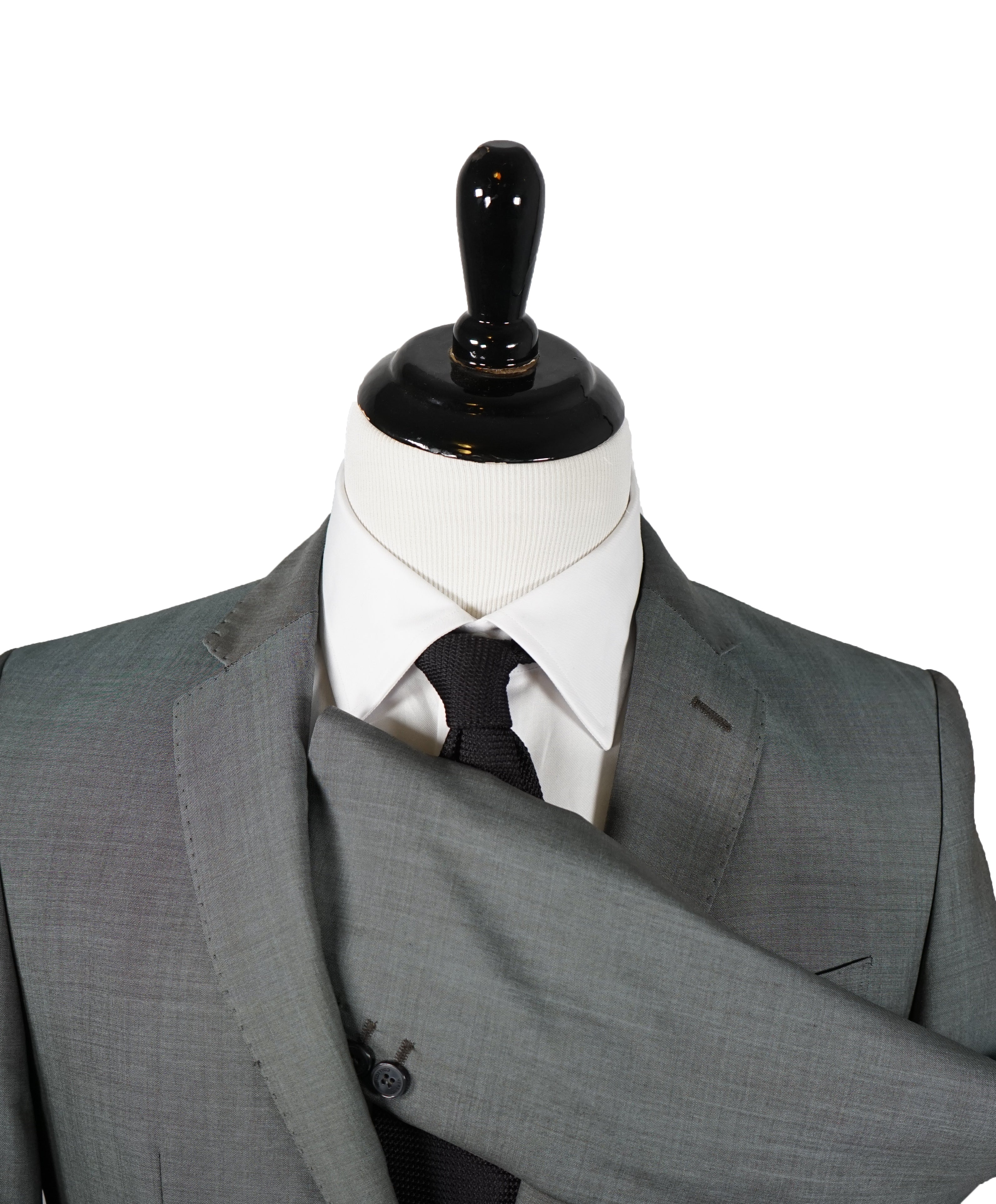 VERSACE COLLECTION - Mohair Blend Silver/Mint Sharkskin Suit Logo Buttons  - 38R
