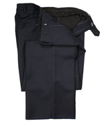 VERSACE COLLECTION -  Solid Navy Logo Button Wool Dress Pants - 33W