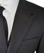 VERSACE COLLECTION - Wide Peak Lapel Textured Check Black Suit - 38R