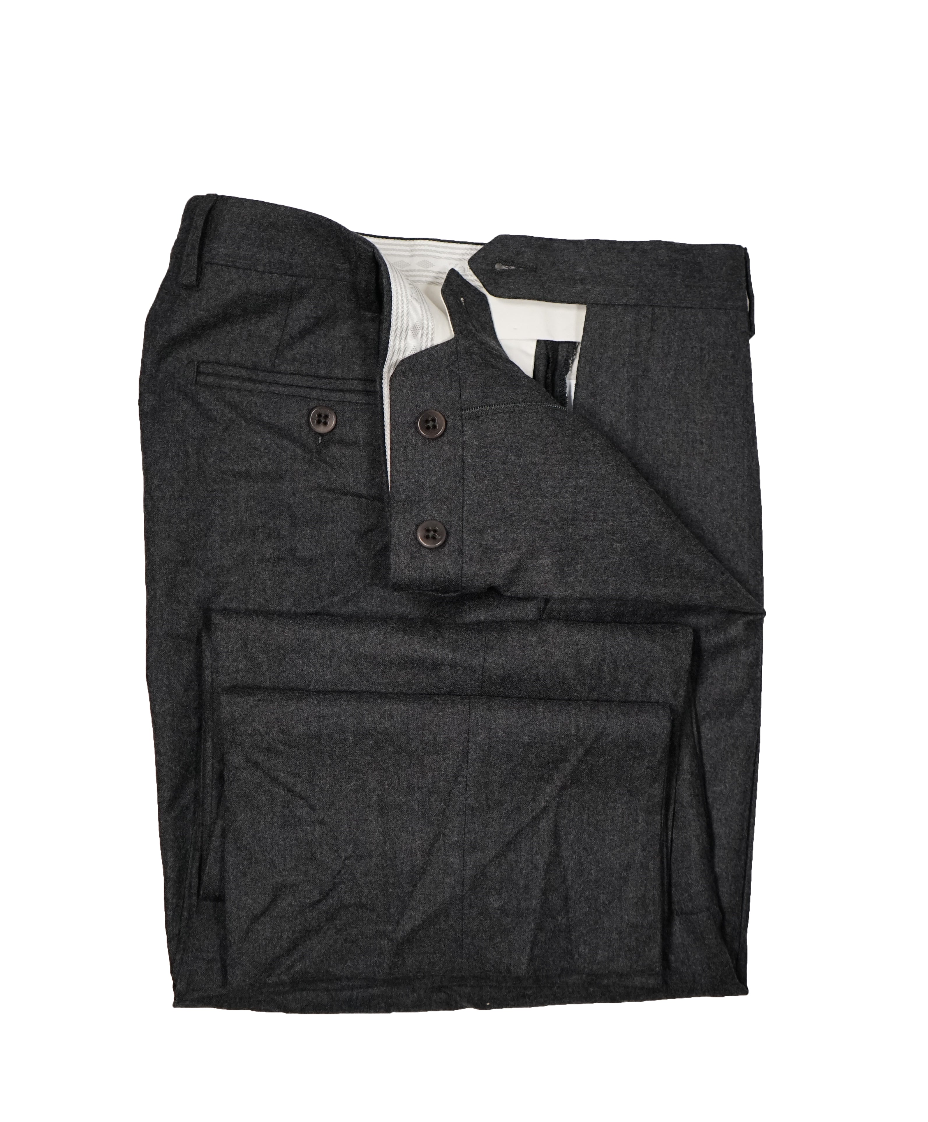 ZANELLA - “Devon” Flannel Wool Gray Flat Front Pants - 32W