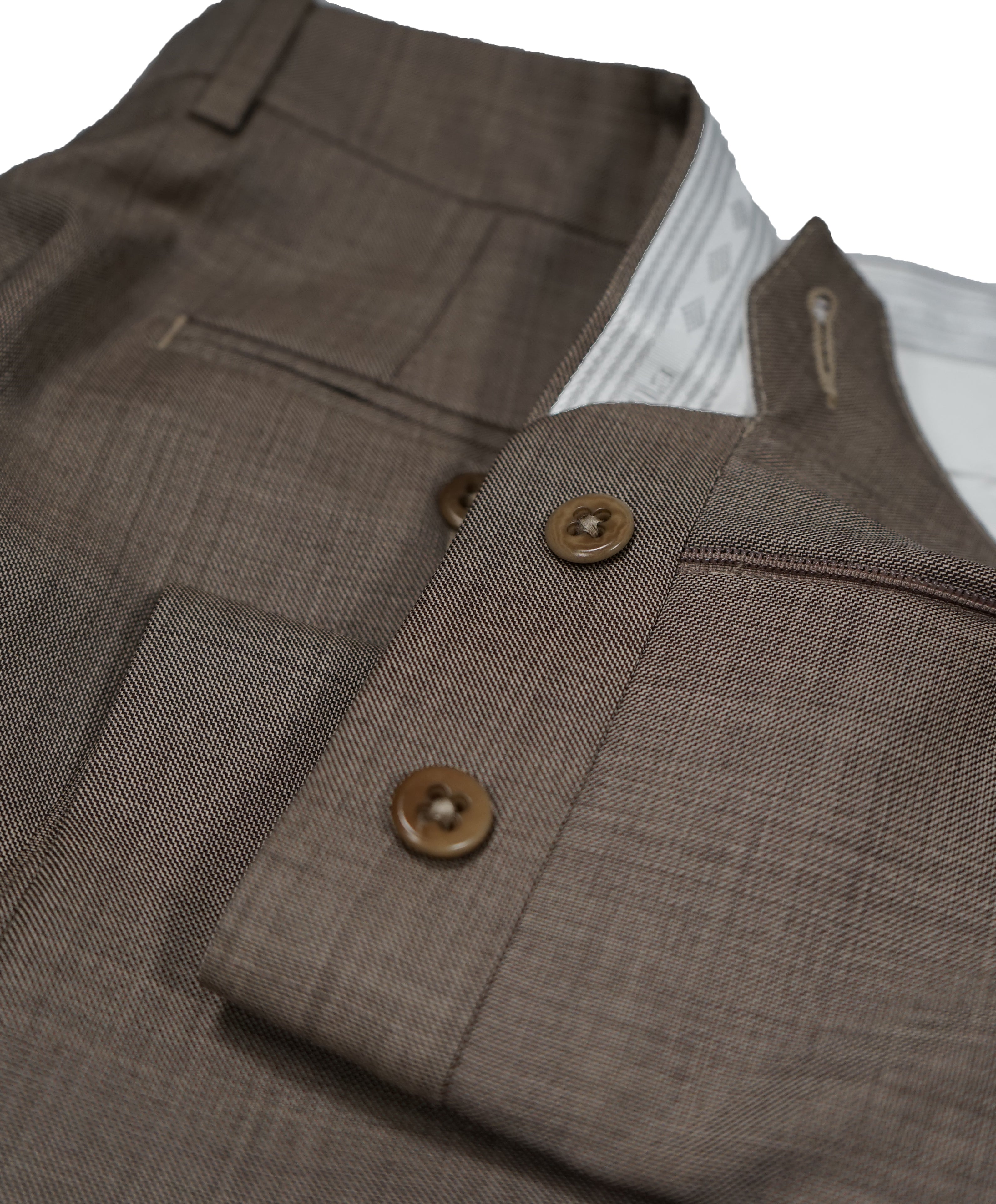 ZANELLA - Medium Brown Textured Fabric “Devon” Flat Front Dress Pants - 34W