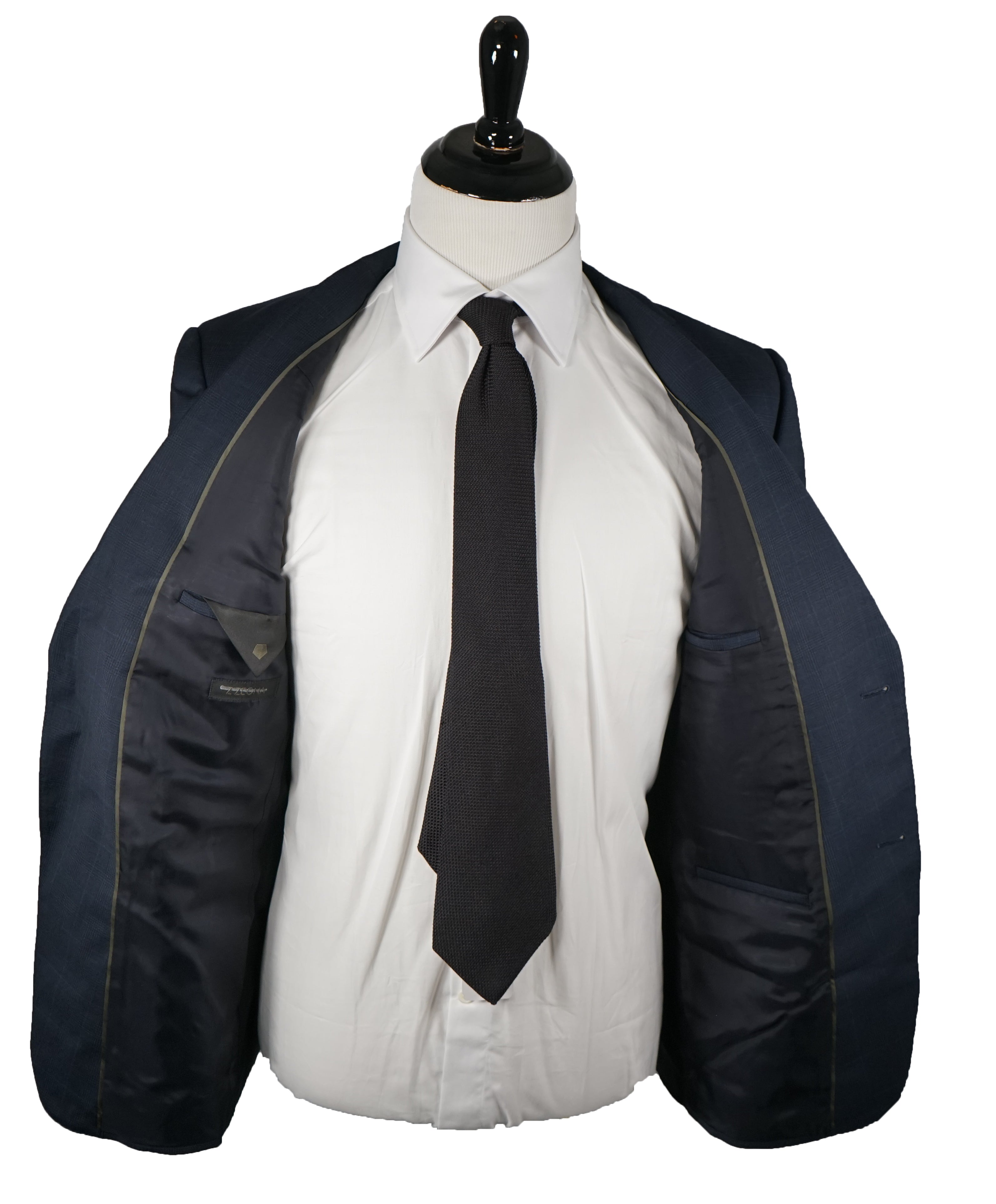 Z ZEGNA - Blue Bold Prince of Wales Check Drop 8 Slim Wool Suit - 42R