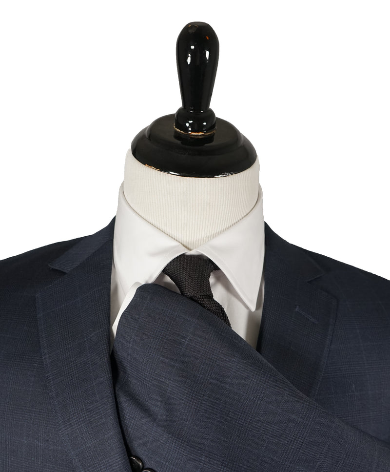 Z ZEGNA - Blue Bold Prince of Wales Check Drop 8 Slim Wool Suit - 42R
