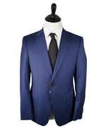 Z ZEGNA - Cobalt Blue Textured Fabric Drop 8 Wool Suit - 40R