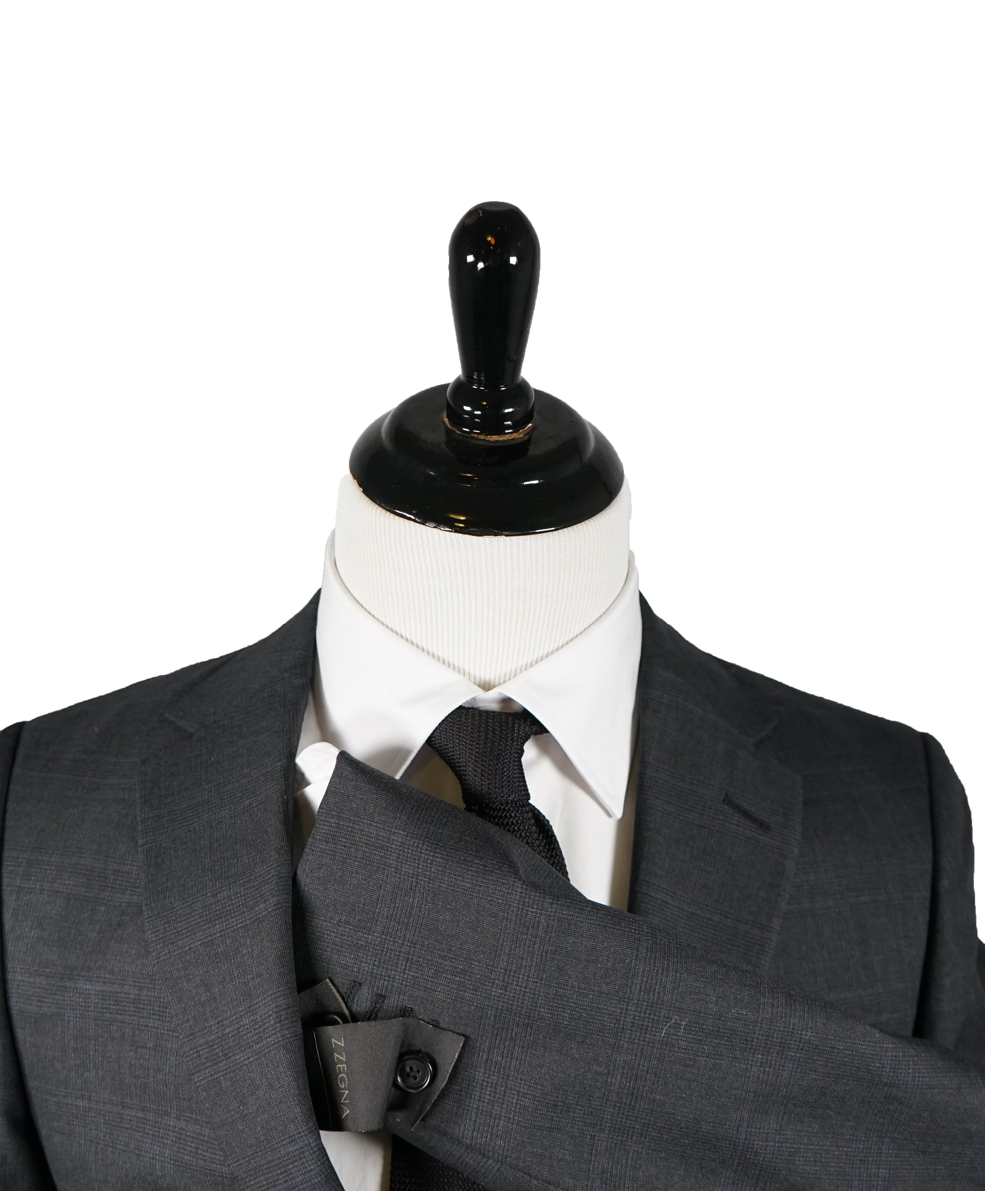 Z ZEGNA - Gray & Blue Bold Plaid Slim Fit Suit - 38R
