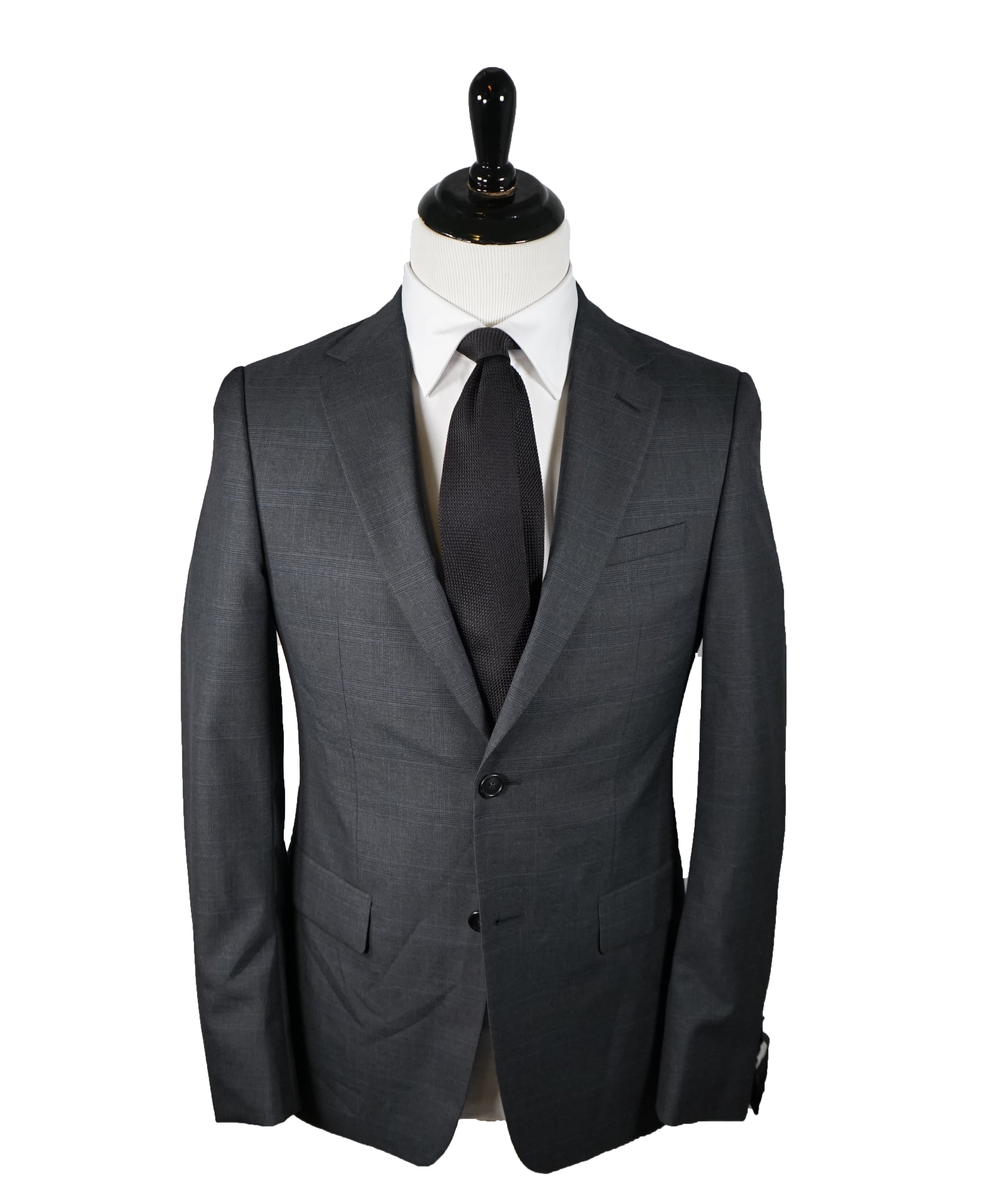 Z ZEGNA - Gray & Blue Bold Plaid Slim Fit Suit - 38R