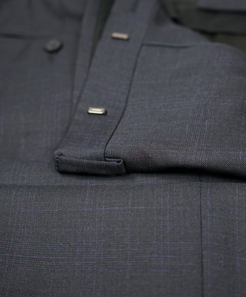 Z ZEGNA - Gray & Purple Plaid Check Flat Front Dress Pants - 38W