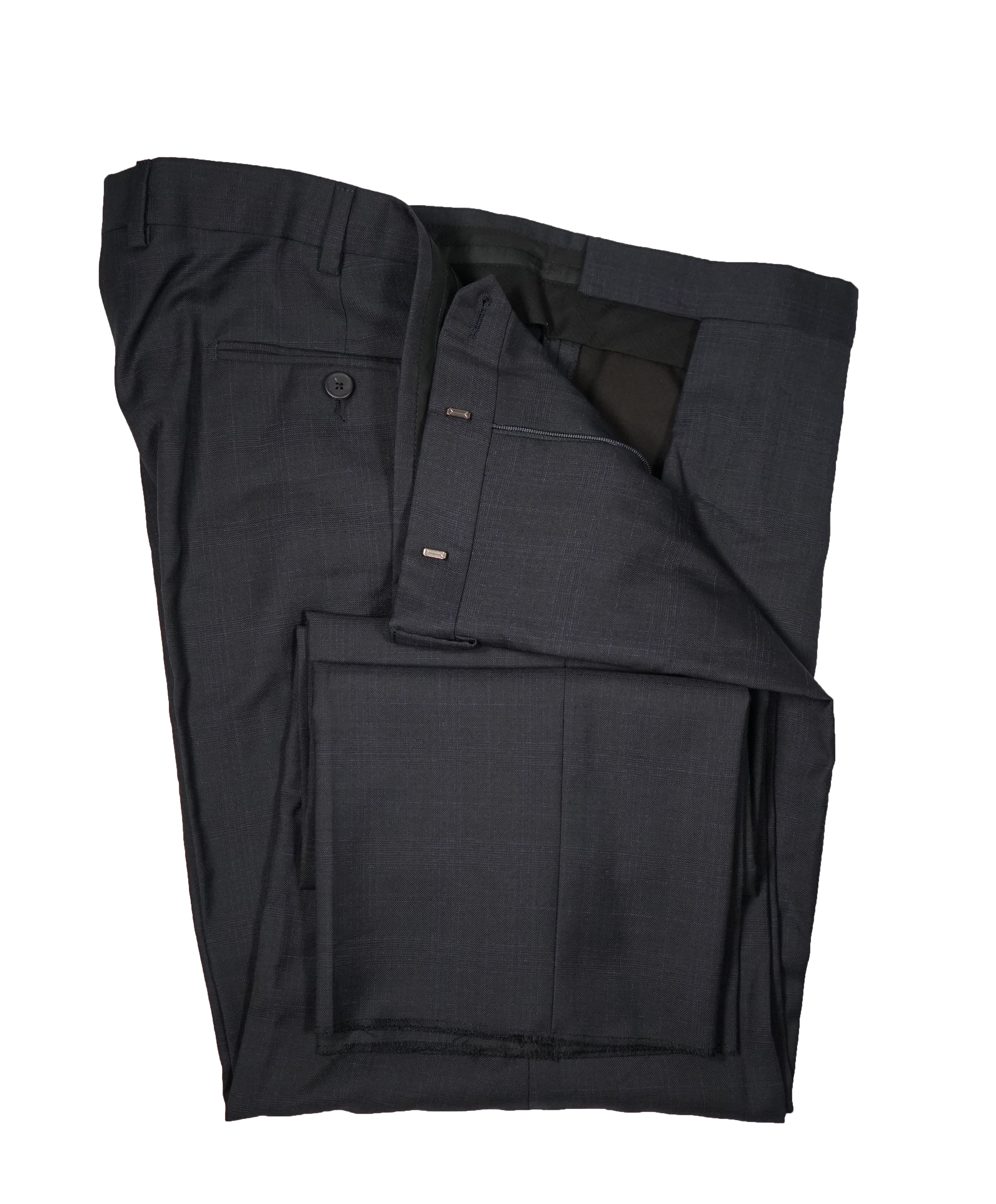 Z ZEGNA - Gray & Purple Plaid Check Flat Front Dress Pants - 38W