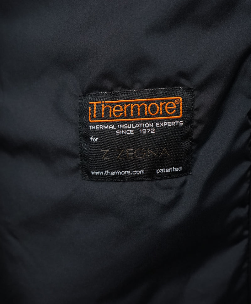 ERMENEGILDO - Z ZEGNA - Thermal Insulated Top Rain Coat Blue Twill W Logo - M